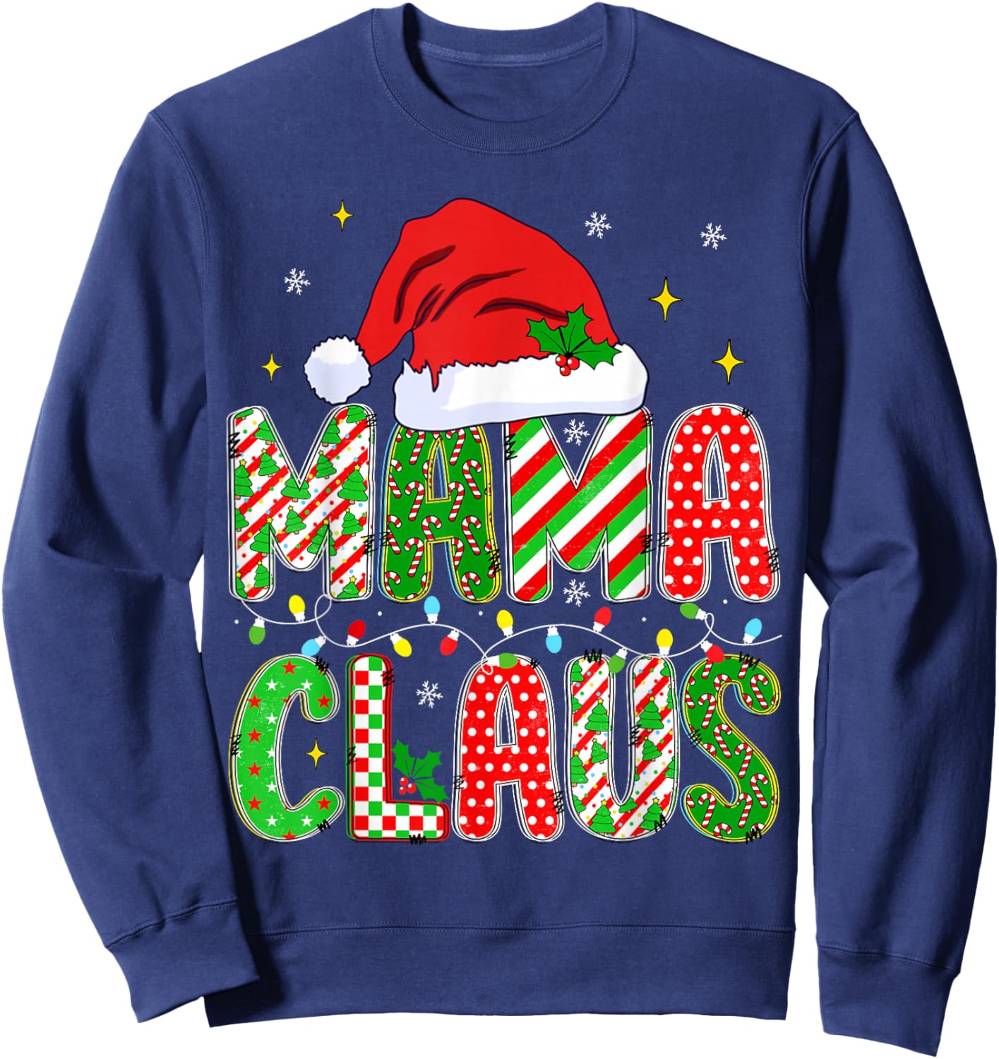 HUGvyn Christmas Mama Claus Mom Women Family Matching Pajama Sweatshirt - Sweatshirt | Navy