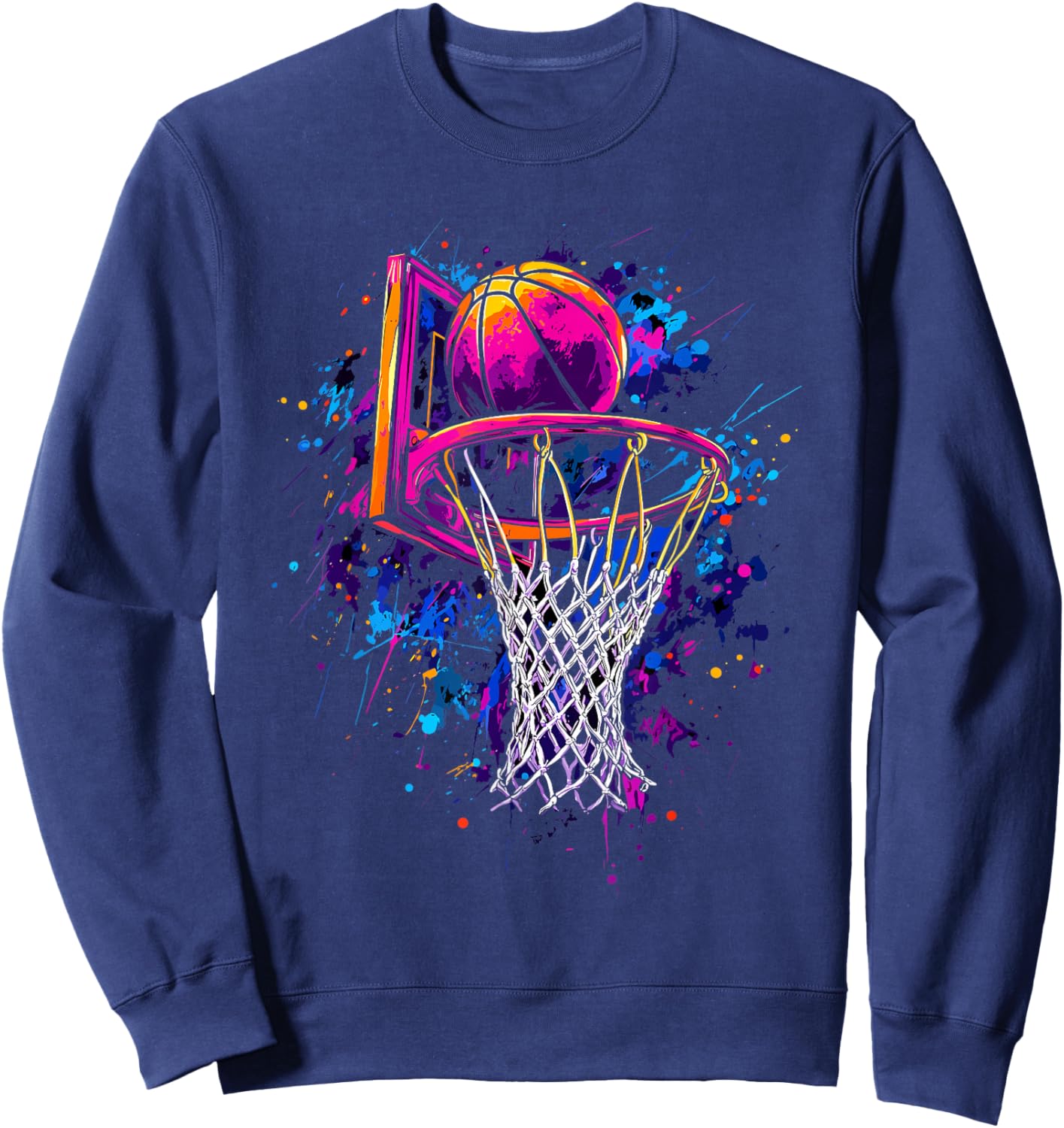 Colorful Basketball Tie Dye Color,Splash Basketball Hoop Net Sweatshirt - Sweatshirt | Navy