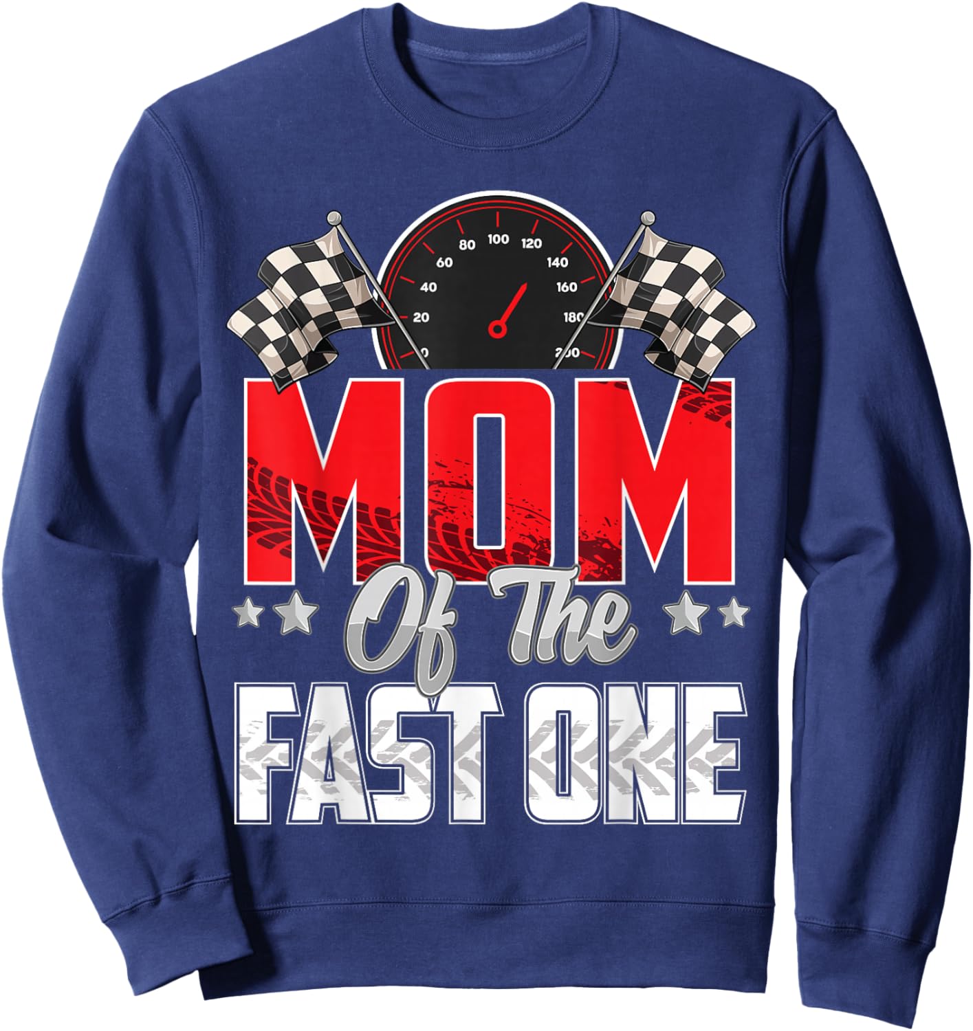 1 year old racing car fast one birthday 1st Family Mom Sweatshirt - Sweatshirt | Navy