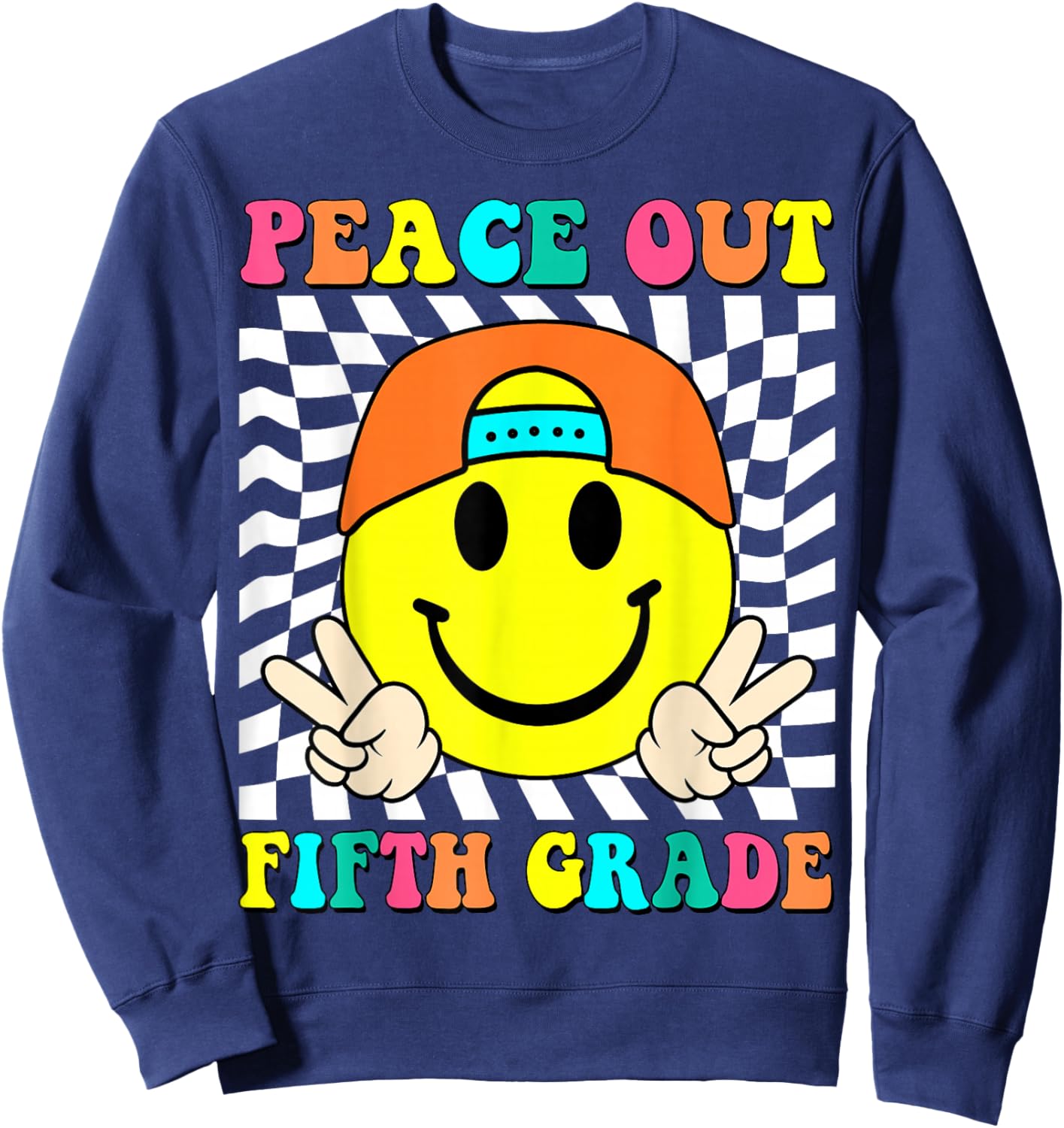 Last Day of School Peace Out 5th Grade Kids Boy Graduation Sweatshirt - Sweatshirt | Navy