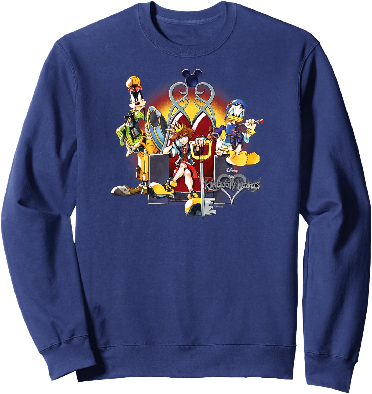 Kingdom Hearts - Sora Goofy Donald Duck with Keyblade Sweatshirt - Sweatshirt | Navy