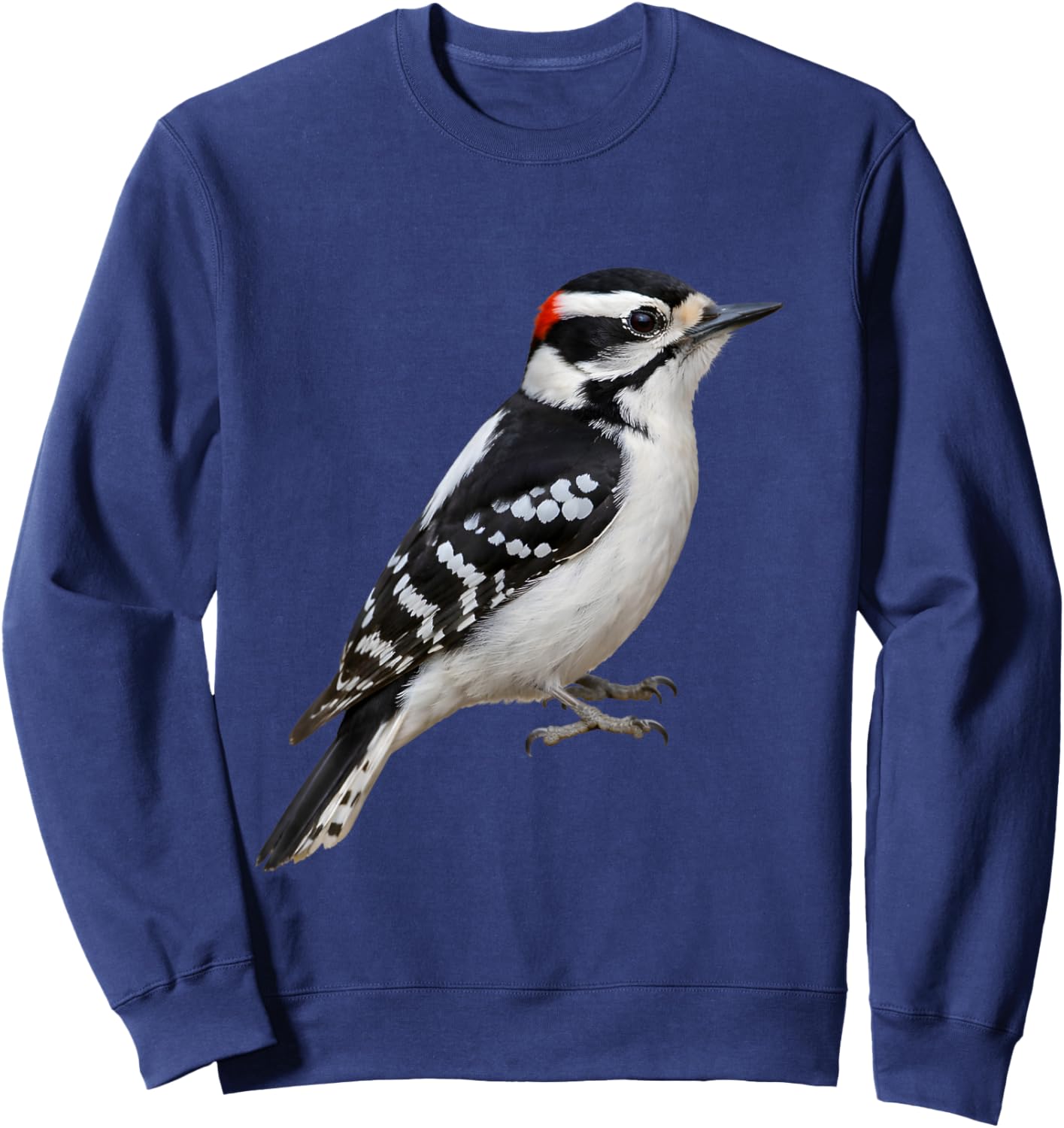 Downy Woodpecker Bird Illustration Sweatshirt - Sweatshirt | Navy