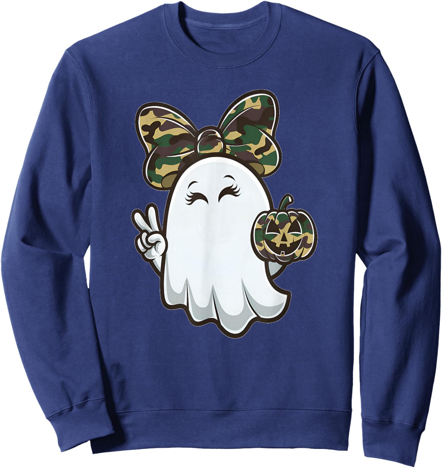 Funny Hello Hunting Season Halloween Camouflage Camo Ghost Sweatshirt - Sweatshirt | Navy