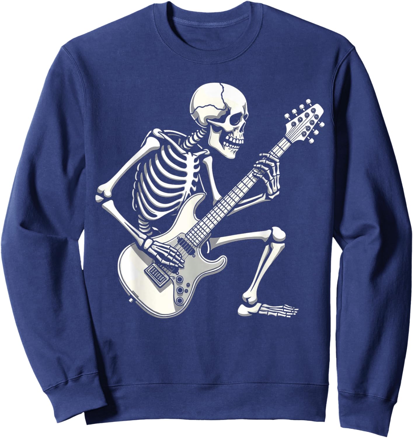 Halloween Skeleton Playing Guitar Rock And Roll Graphic art Sweatshirt - Sweatshirt | Navy