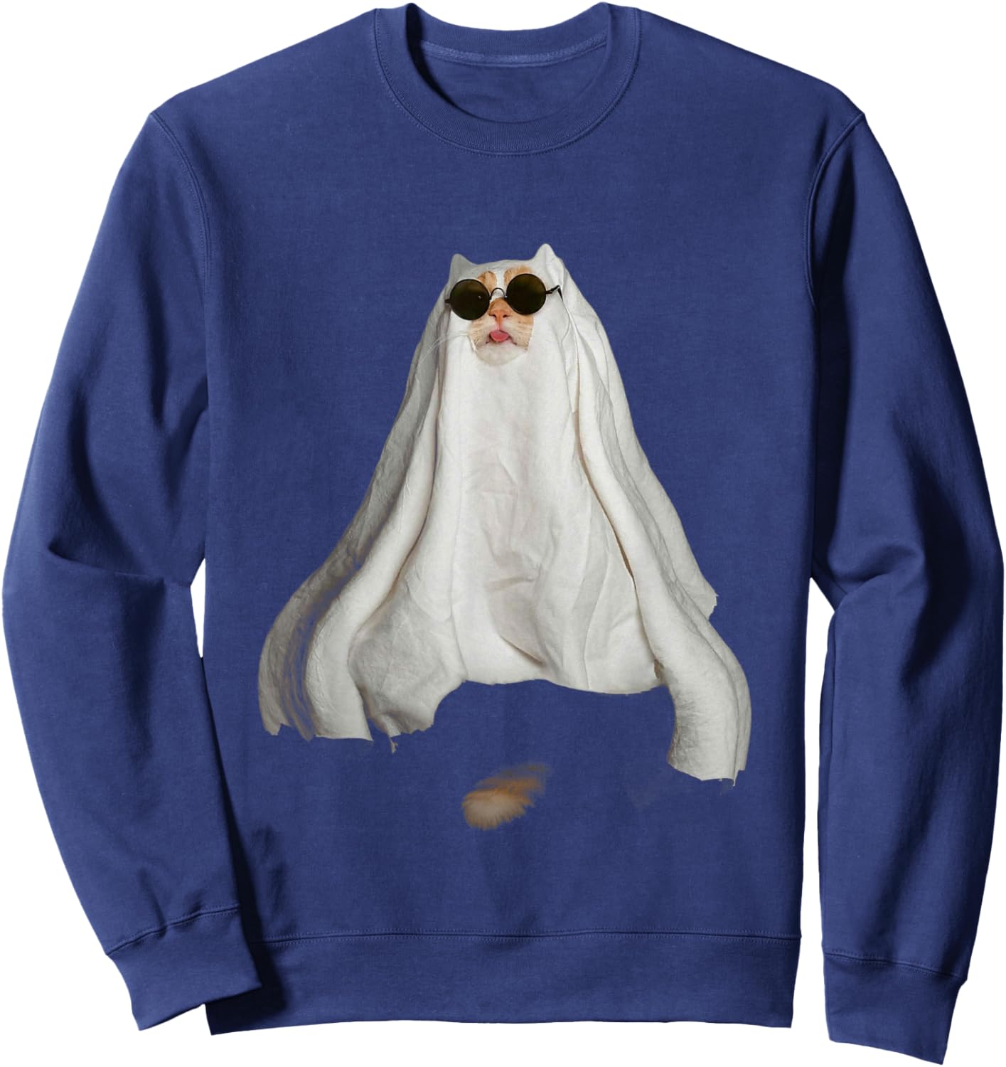 Ghost Cat Meme Funny Halloween Men Women Kids Sweatshirt - Sweatshirt | Navy