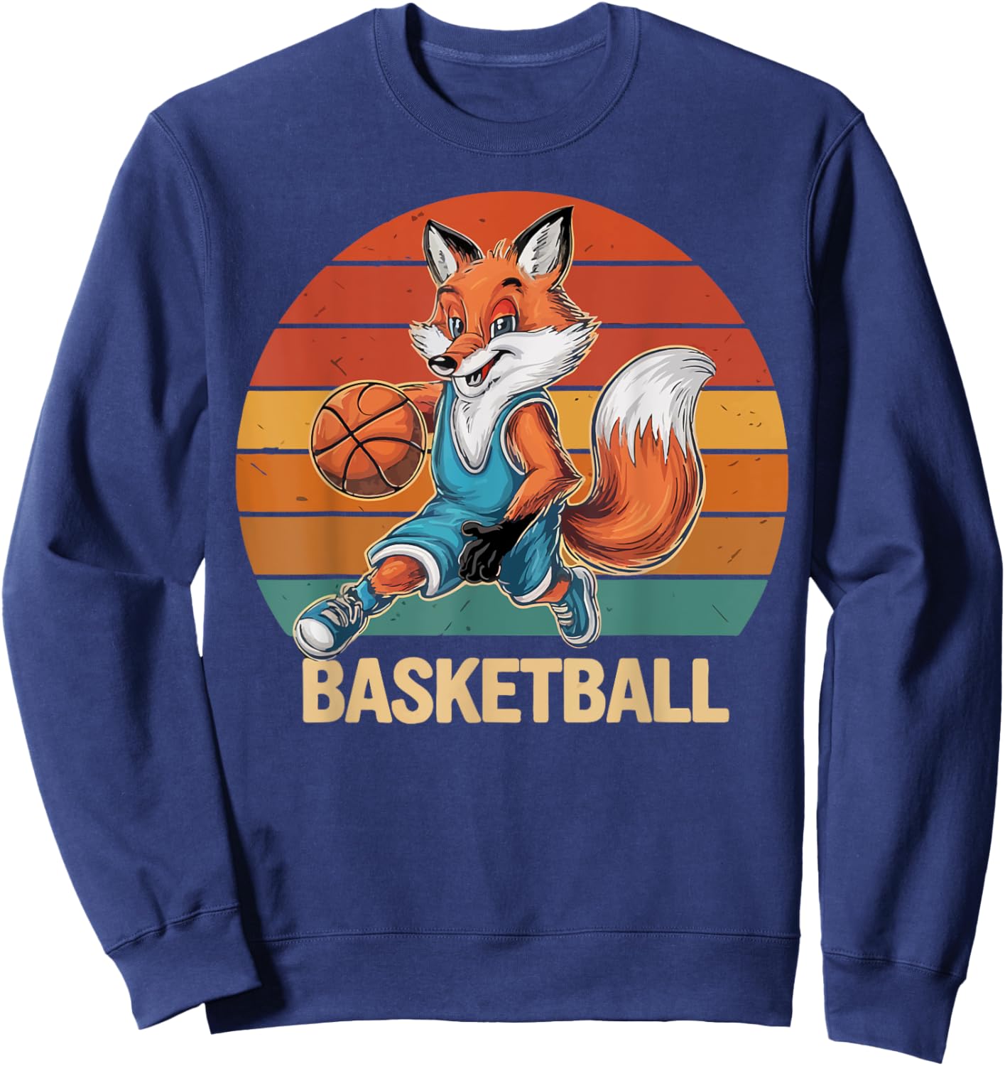 Vintage The fox Playing Basketball The fox lovers basketball Sweatshirt - Sweatshirt | Navy