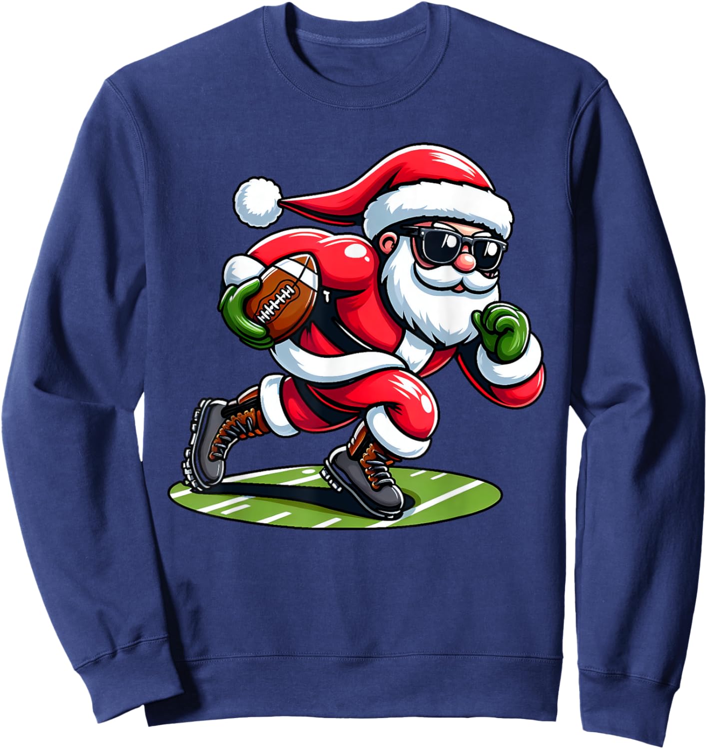 Christmas Santa Claus Play A Football Funny Boys Kids Xmas Sweatshirt - Sweatshirt | Navy