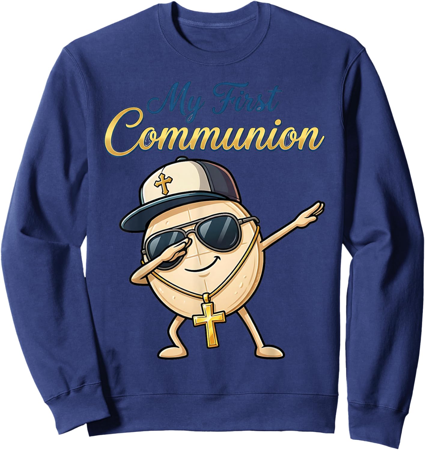 My First Communion Dabbing Wafer 1st Communion Boys Funny Sweatshirt - Sweatshirt | Navy