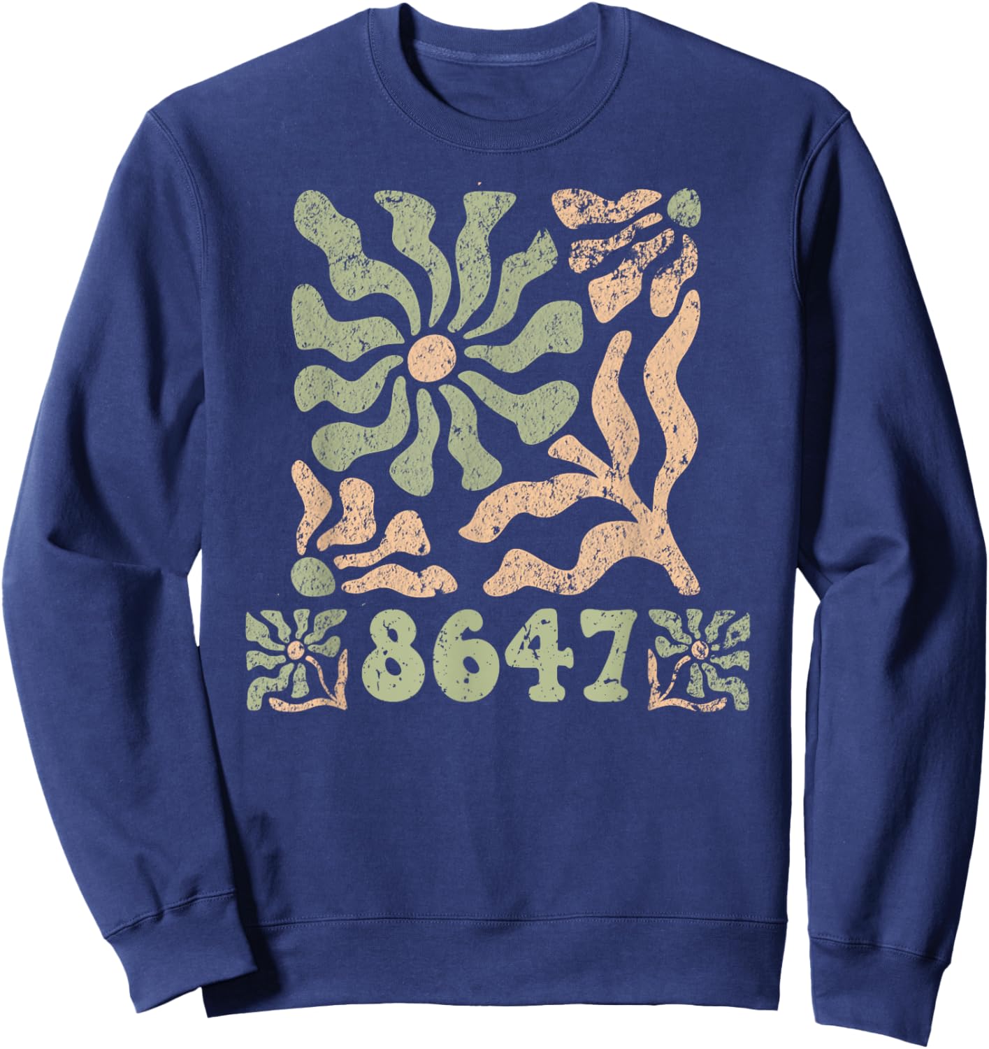 8647 Subtle Anti Trump 86 47 Floral Boho Style Sweatshirt - Sweatshirt | Navy