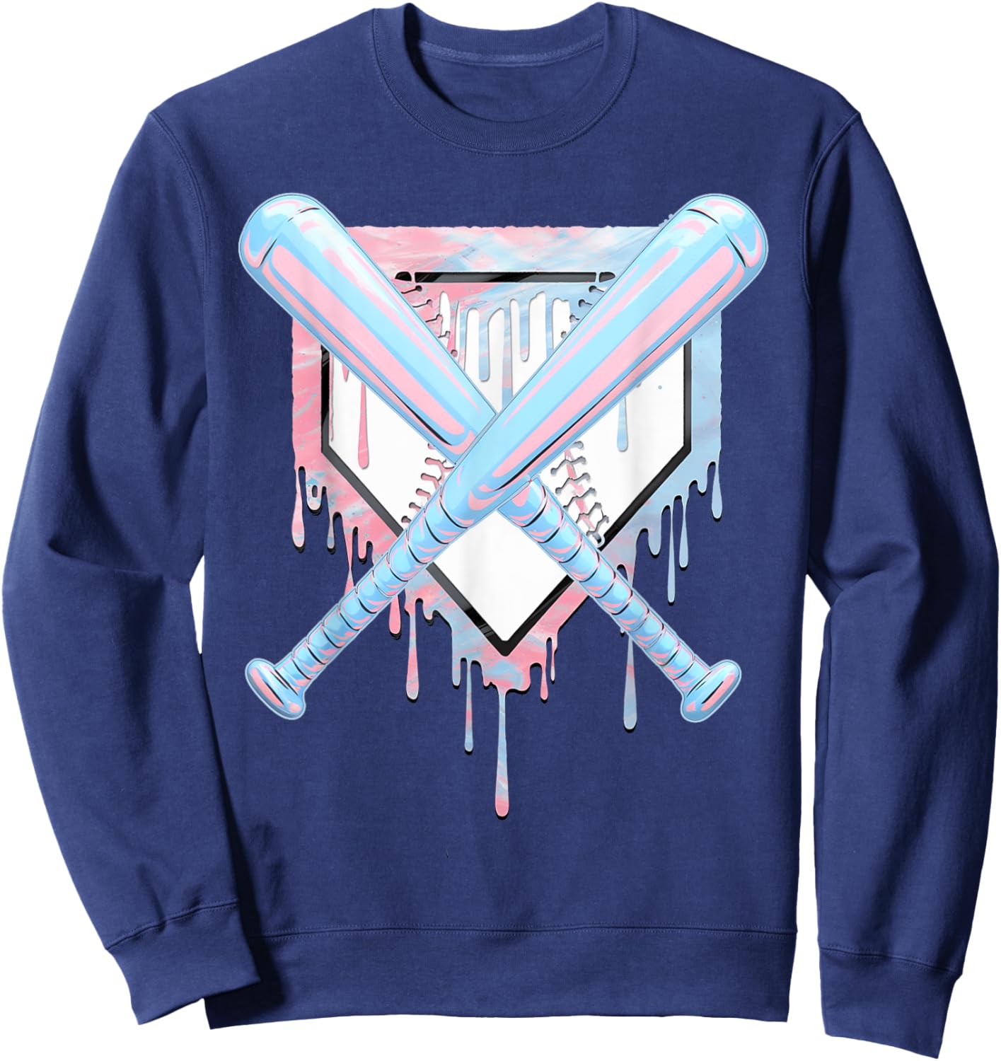 Cool Sport Baseball Home Plate Drip With Sprinkles Drip Sweatshirt - Sweatshirt | Navy