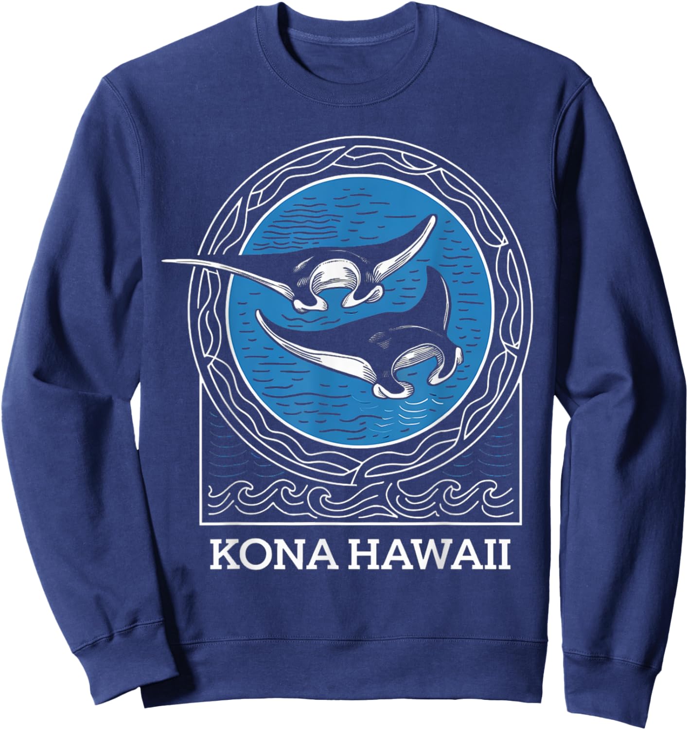 Kona Hawaii Hawaiian Beach Surfer Surfing Diving Fishing Sweatshirt - Sweatshirt | Navy