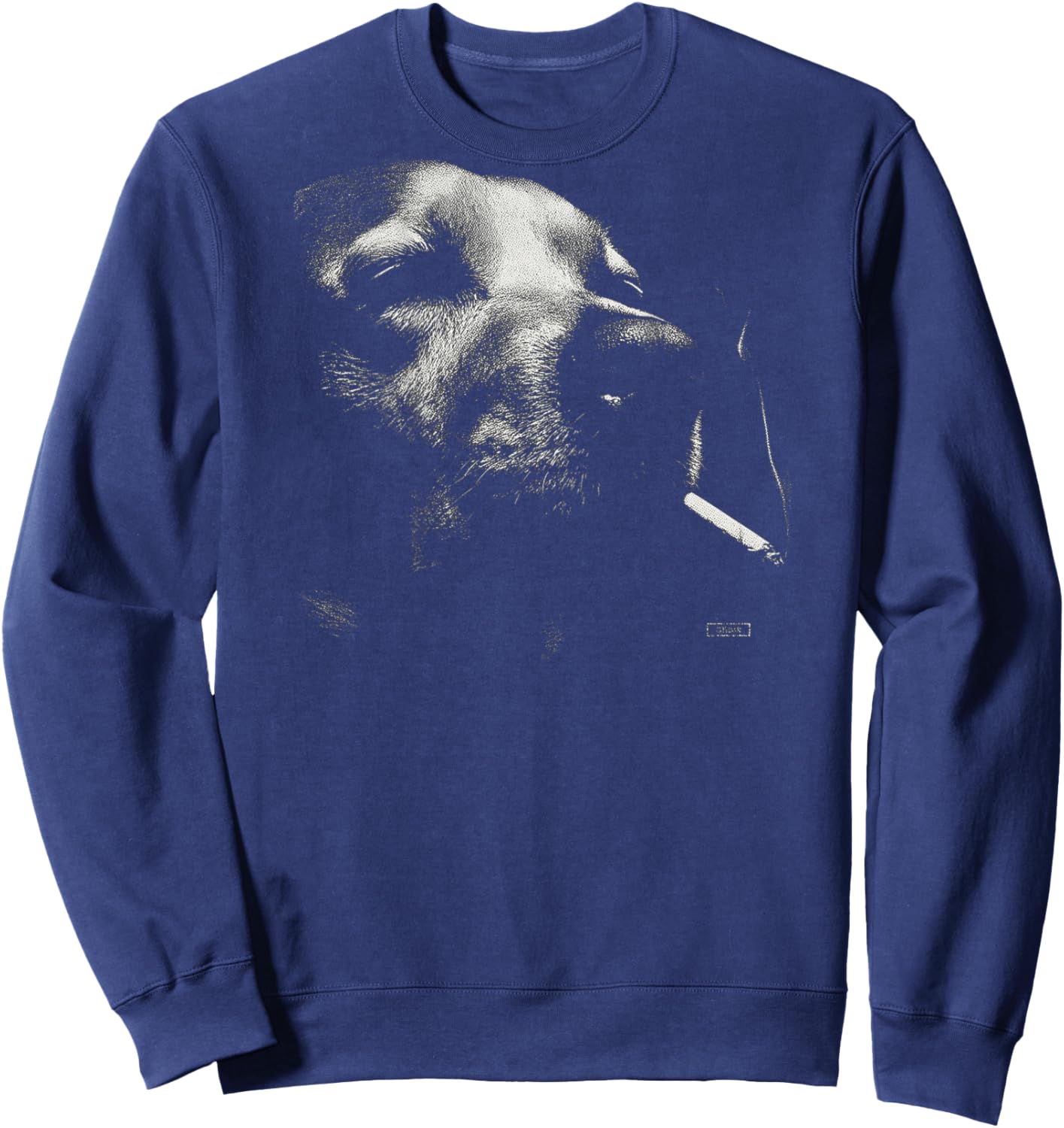 Golden Retriever Smoking Cigarette Grunge Vintage Meme Back Sweatshirt - Sweatshirt | Navy