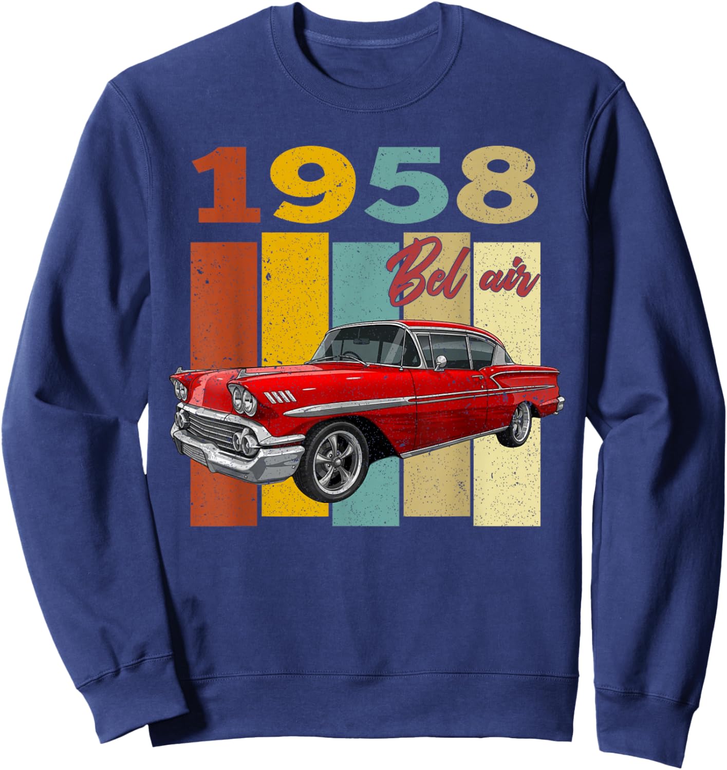 1958 58 Bel air Vintage 90s Silhouette Classic Old Hot Rod Sweatshirt - Sweatshirt | Navy