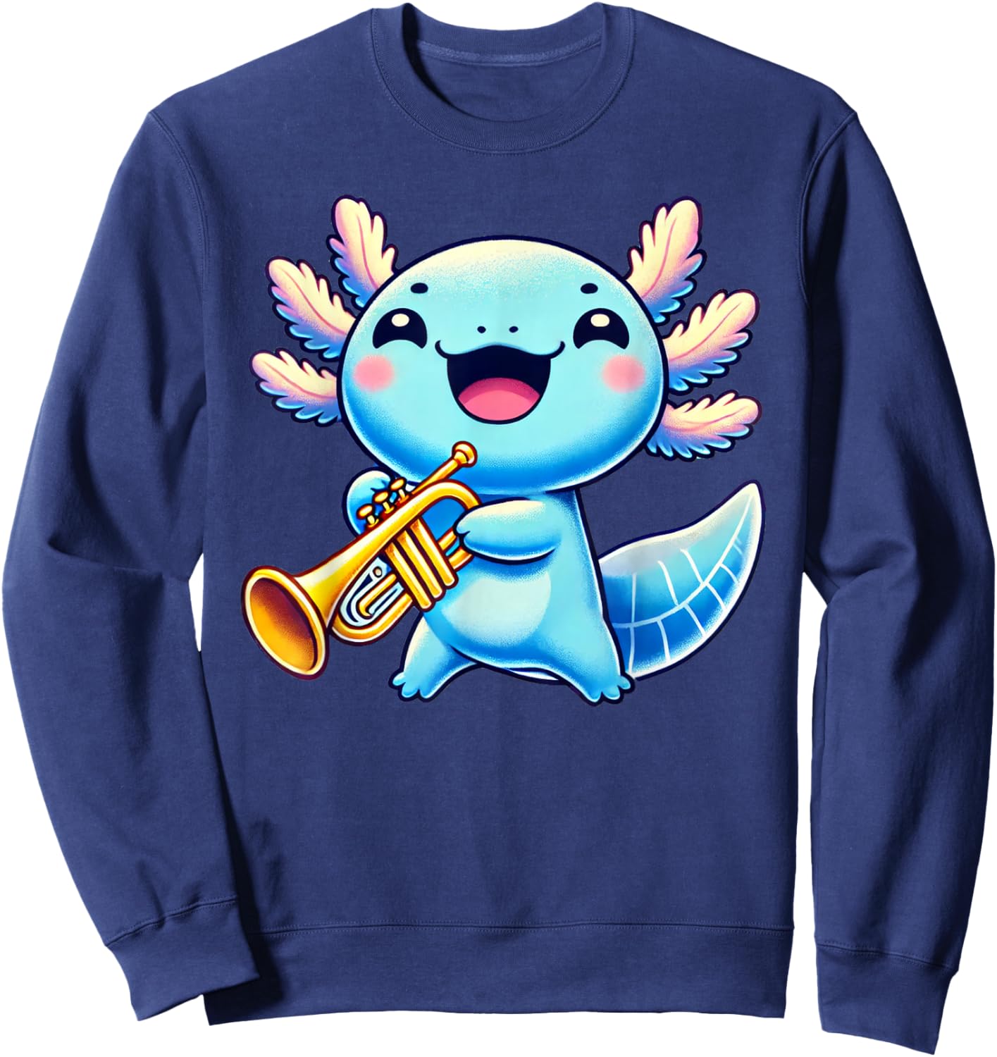 Axolotl Playing Trumpet Axolotls Musician Music Sweatshirt - Sweatshirt | Navy