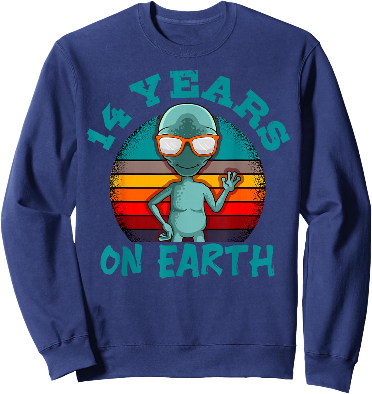 Alien 14th Birthday Party UFO Space Galaxy Traveler Cosmos Sweatshirt - Sweatshirt | Navy