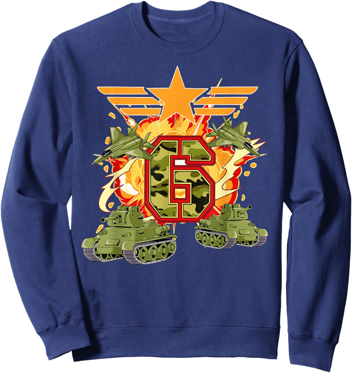 6th Birthday Army Sweatshirt - Sweatshirt | Navy