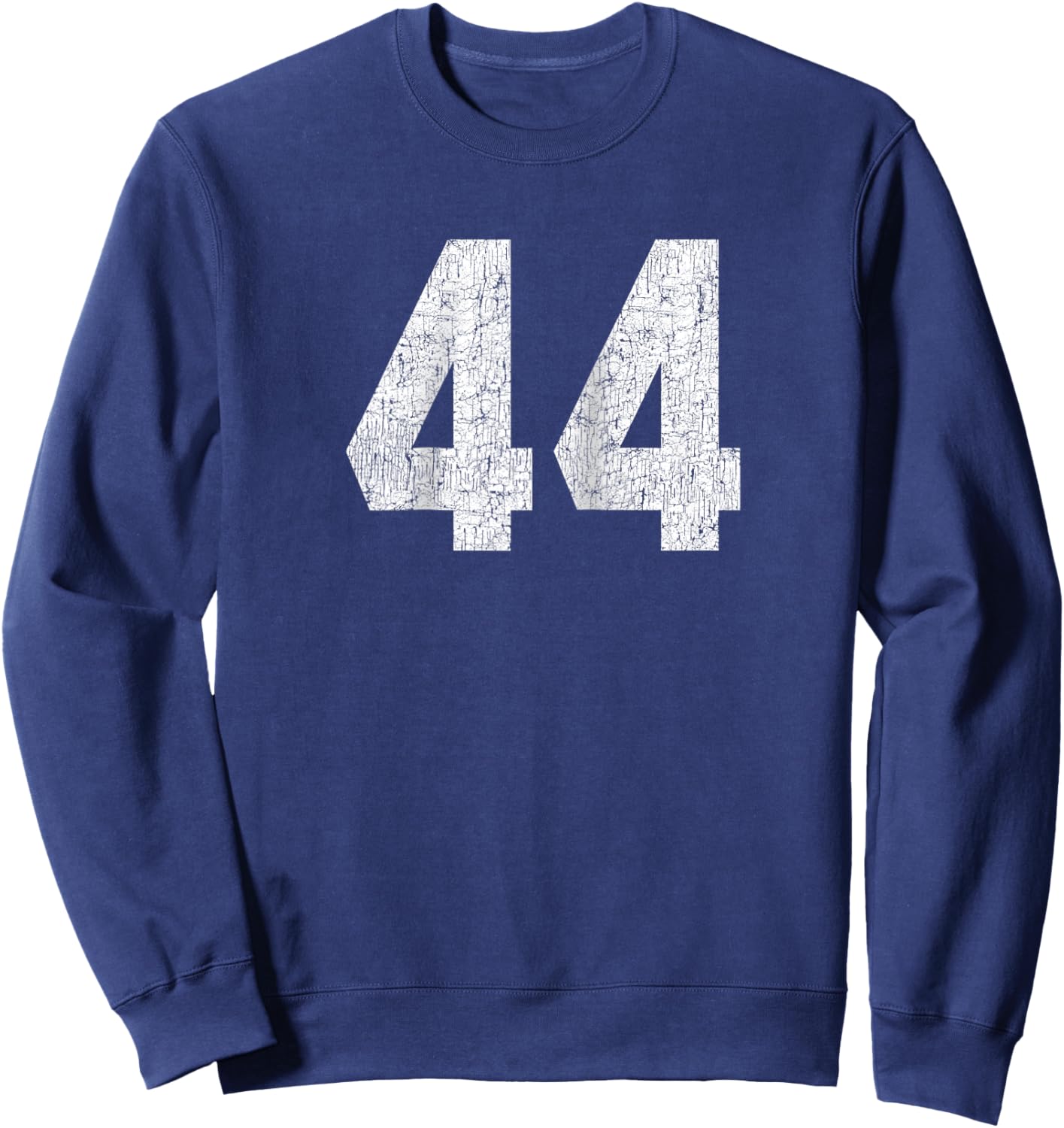 #44 Jersey Uniform Varsity Sports Number, 44th Birthday Raglan Baseball Sweatshirt - Sweatshirt | Navy