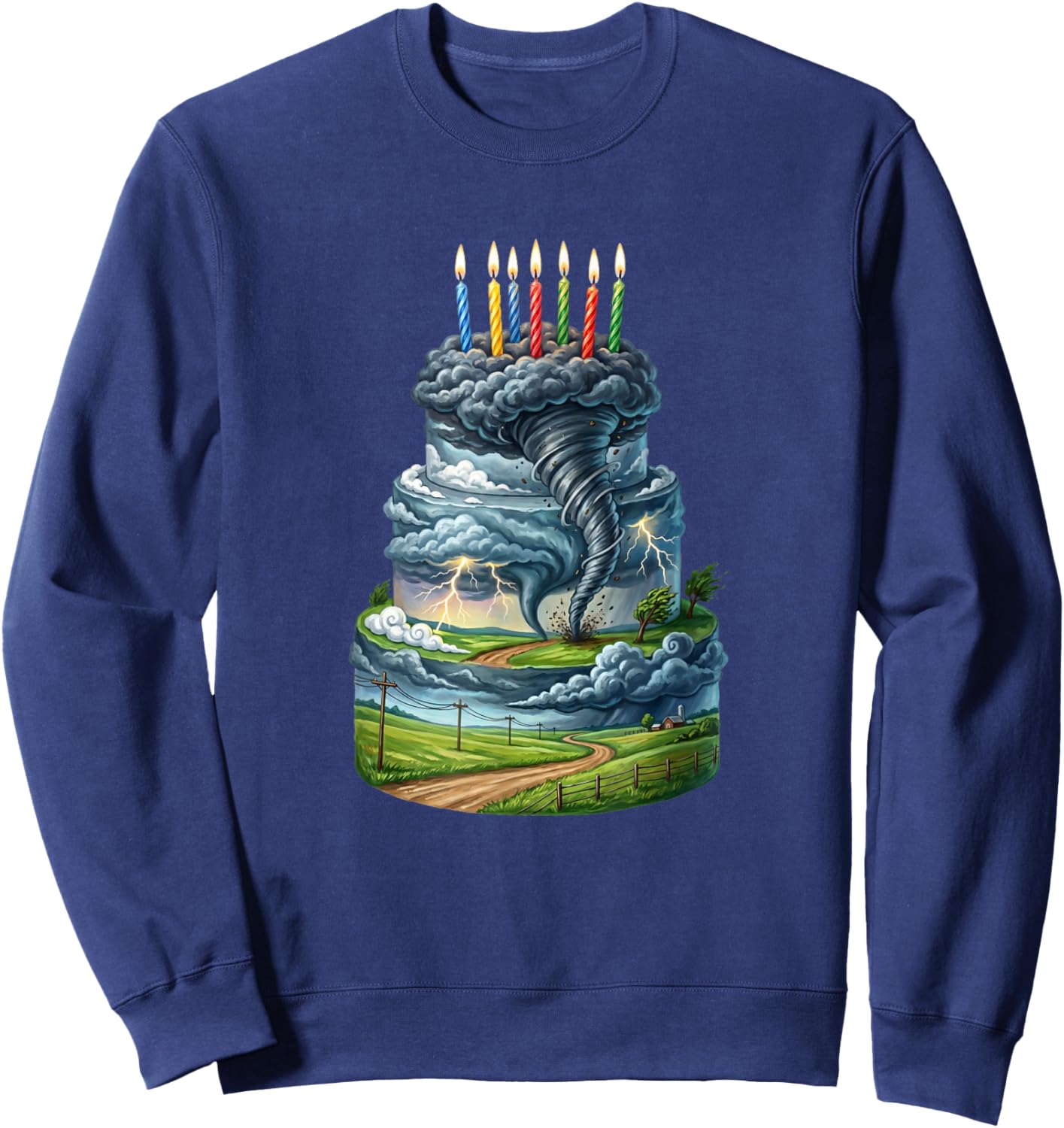 Tornado Storm Chaser Birthday Cake Sweatshirt - Sweatshirt | Navy