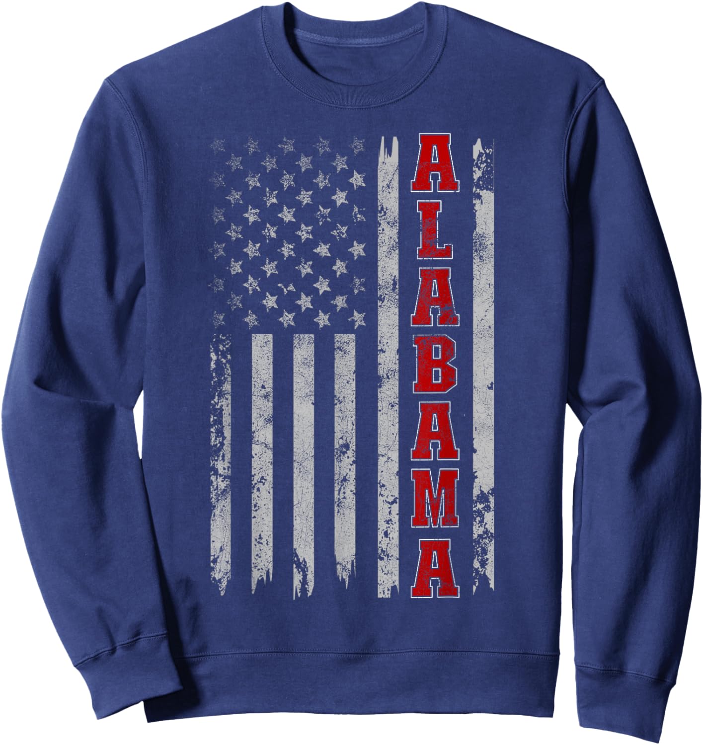 Alabama - Vintage Patriotic USA Flag Football Season Sweatshirt - Sweatshirt | Navy