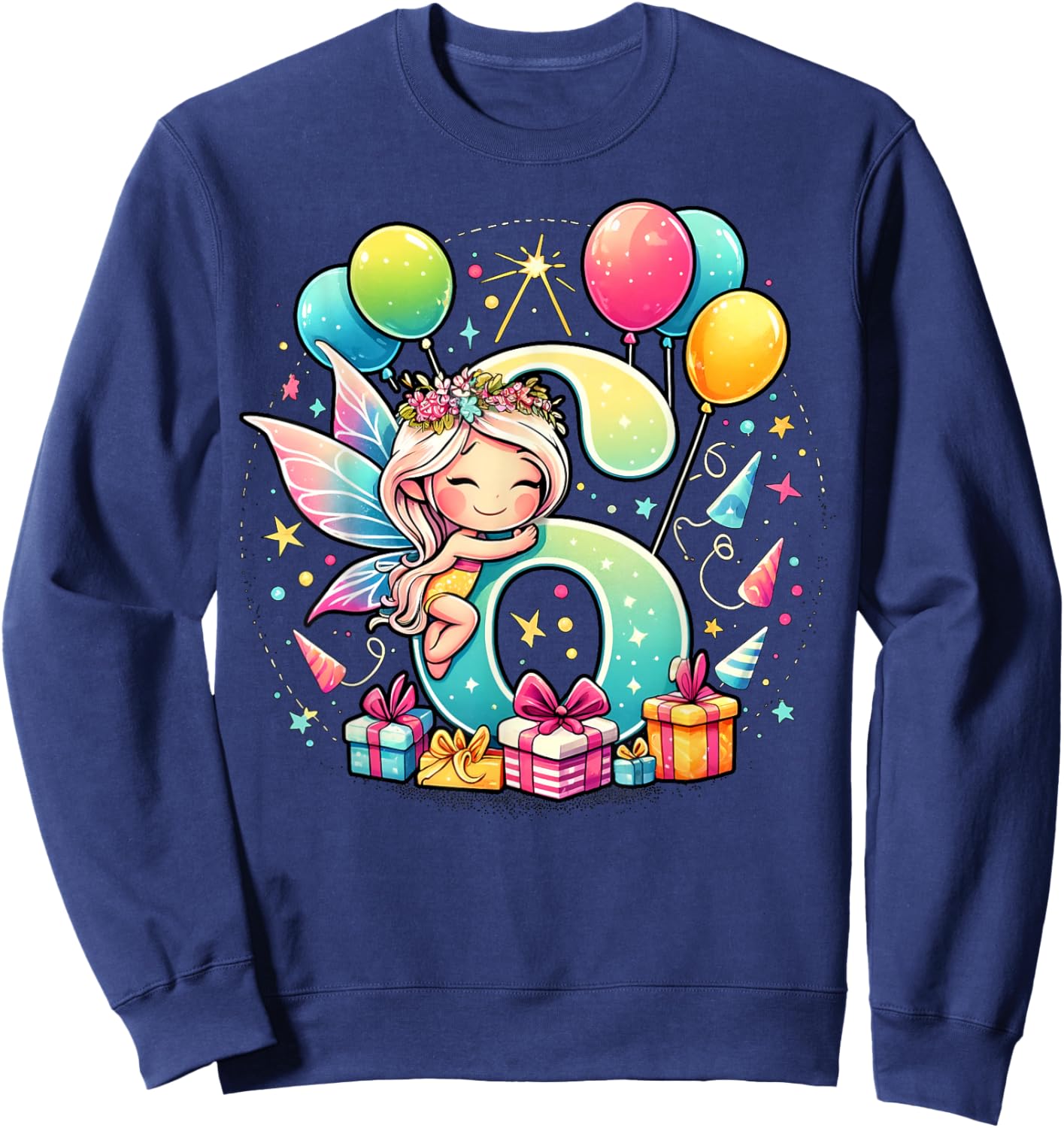 Kids Fairy Theme sixth Bday Party 6th Fairy Birthday Sweatshirt - Sweatshirt | Navy