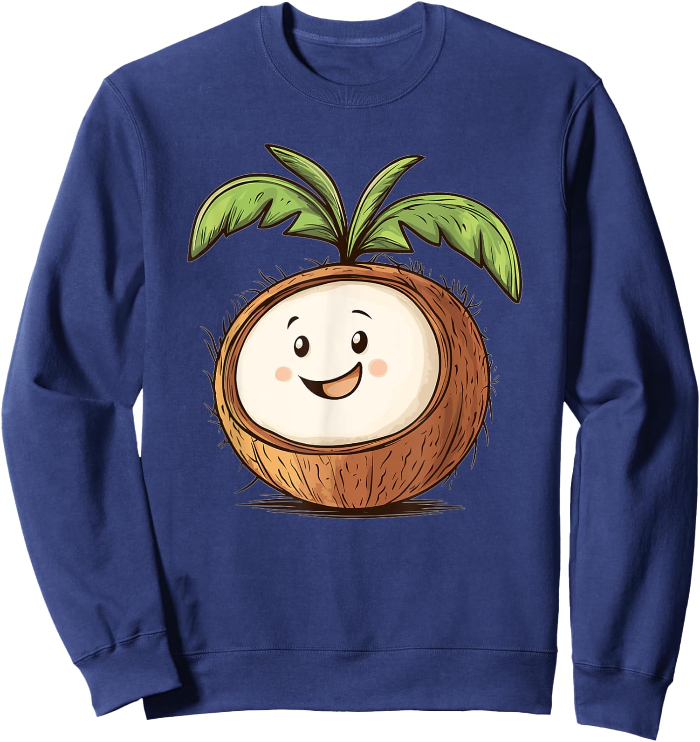 Cute Smiling Coconut I Cartoon Coconut Sweatshirt - Sweatshirt | Navy