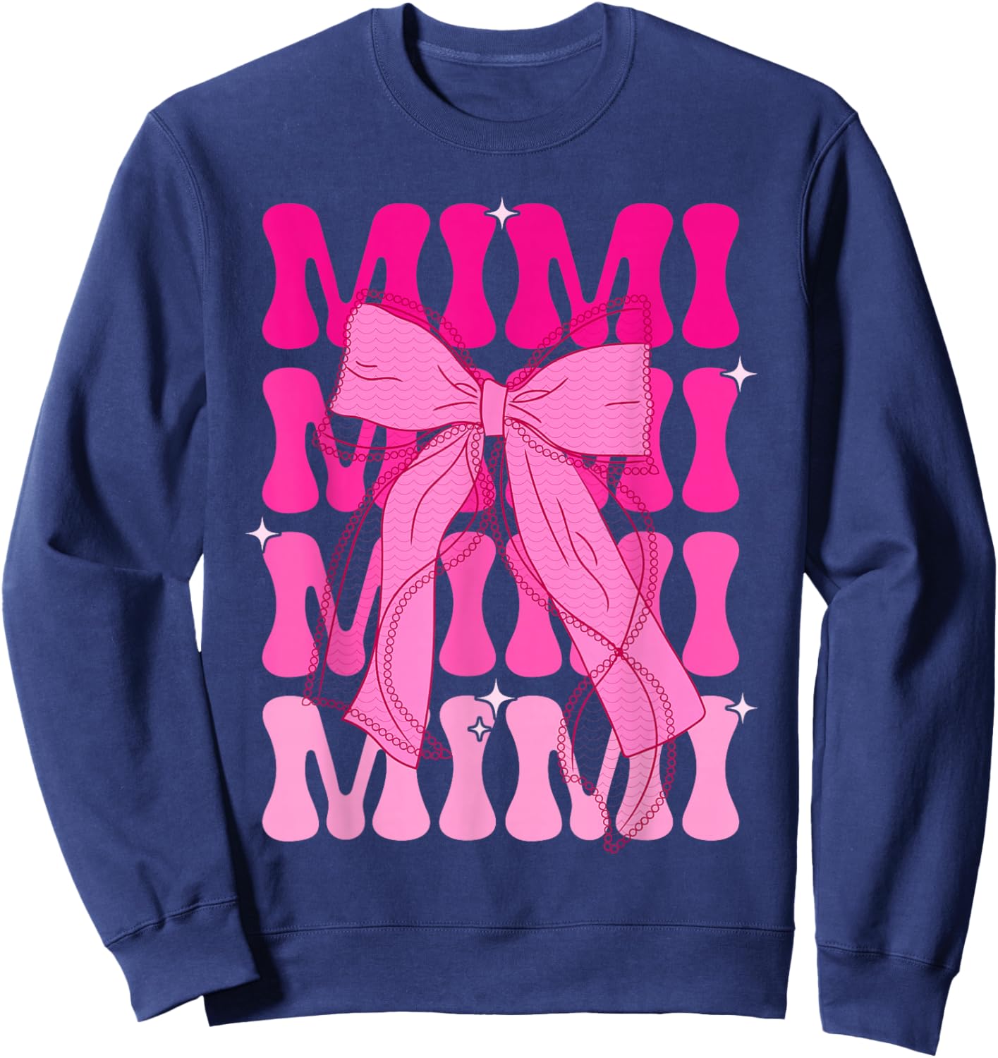 Mimi Happy Mother's Day Pink Coquette Bow Mom Girl Women Sweatshirt - Sweatshirt | Navy