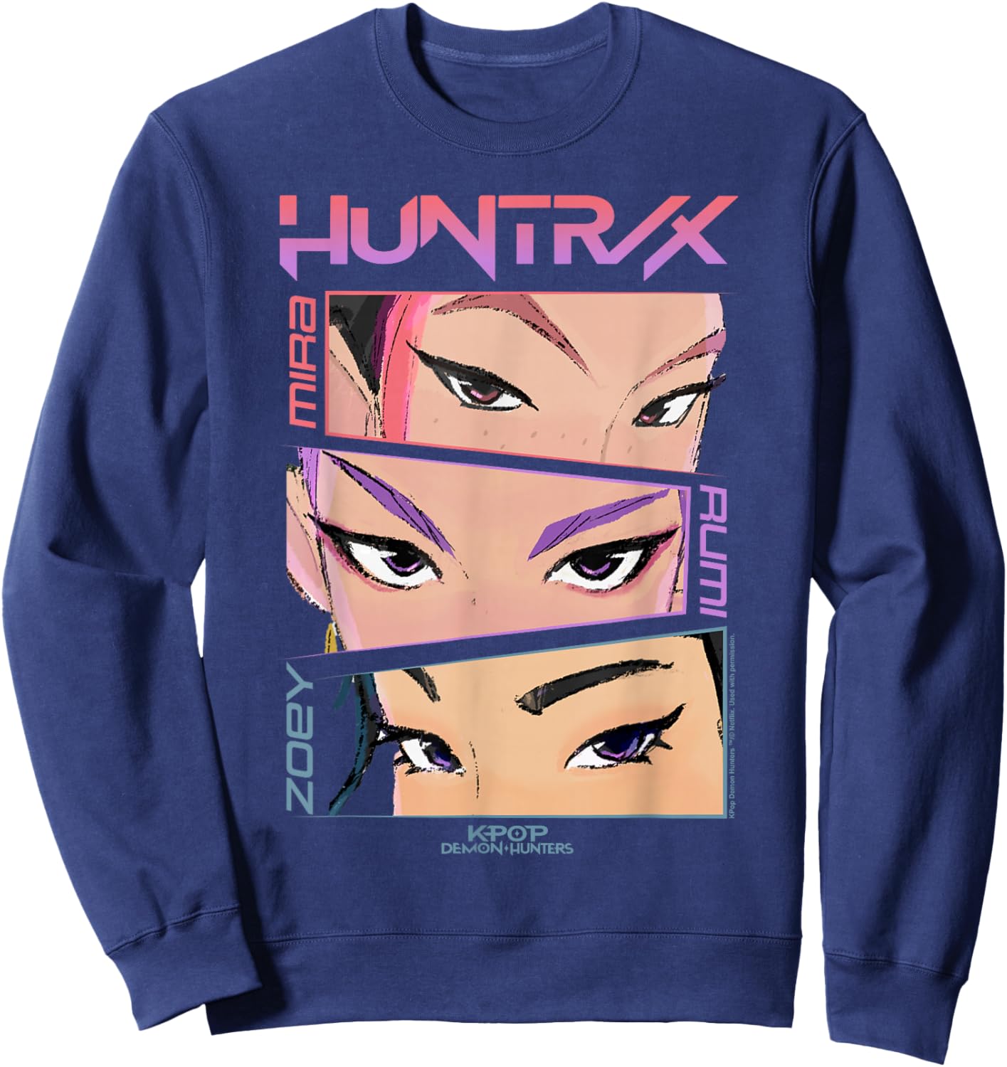 KPop Demon Hunters Huntrix Eyes Comic Strip Sweatshirt - Sweatshirt | Navy