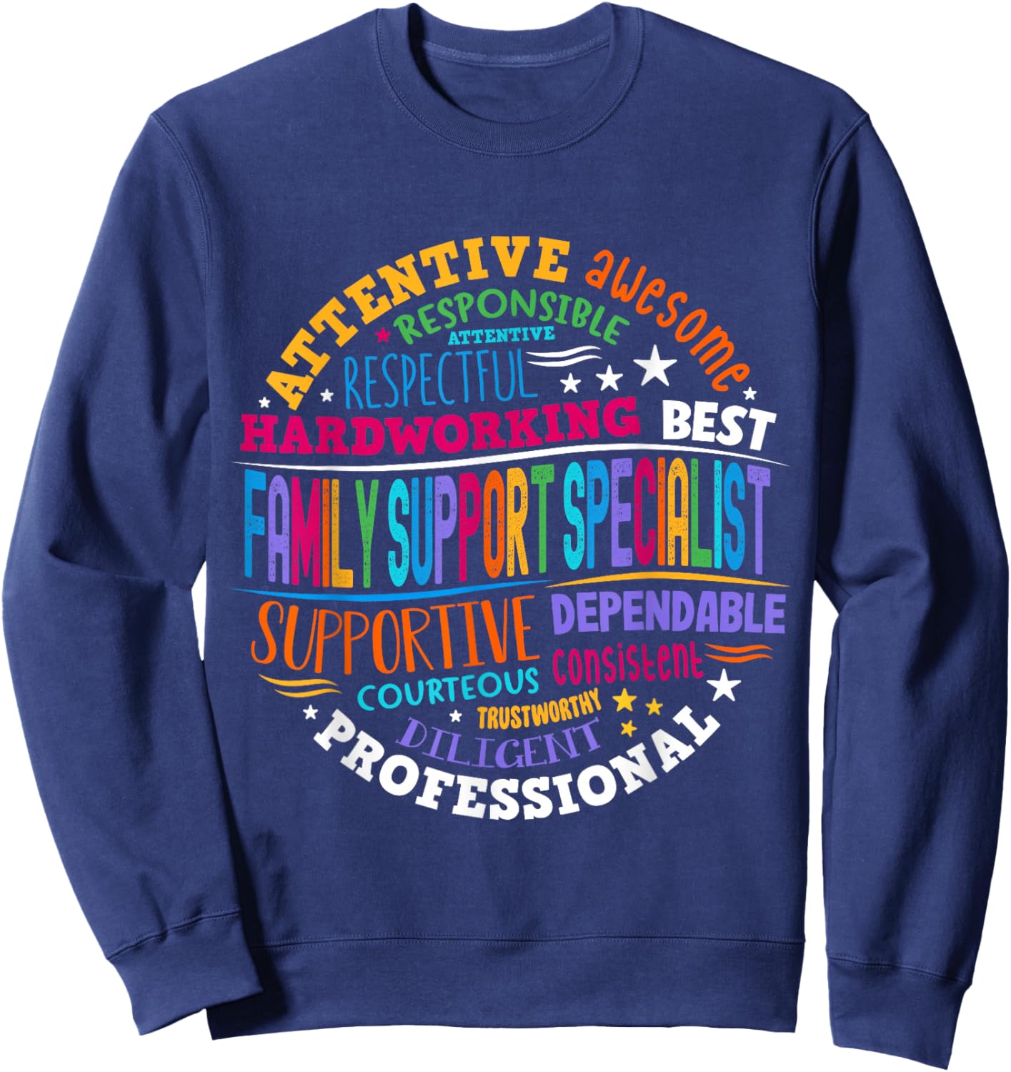 Groovy Family Support Specialists Recognition Week Sweatshirt - Sweatshirt | Navy