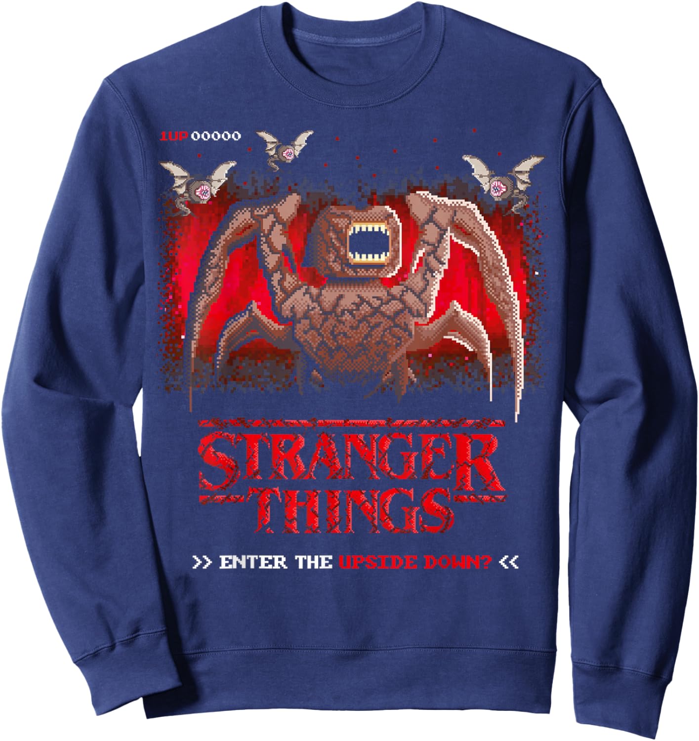 Stranger Things Season 5 Enter The Upside Down? Retro Game Sweatshirt - Sweatshirt | Navy