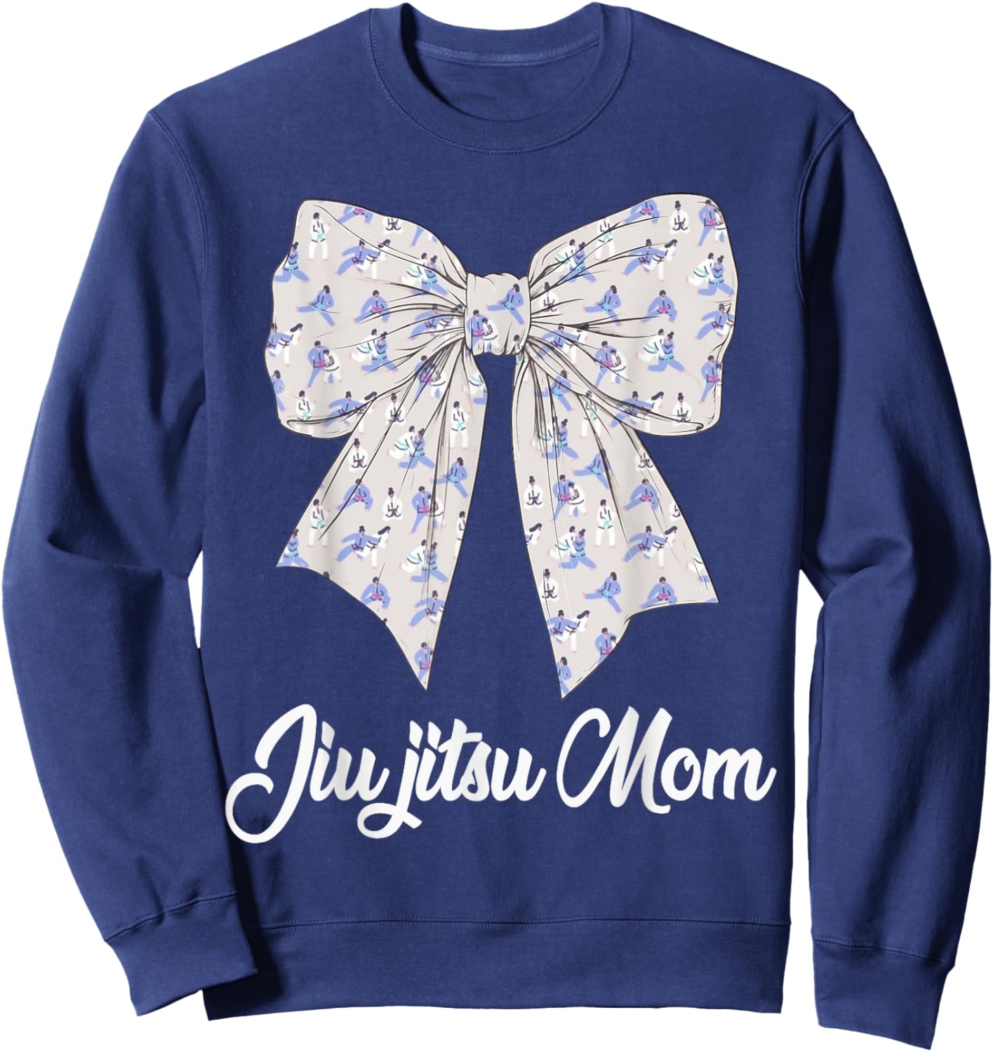 Jiu jitsu Mom Coquette Bow Cute Jiu jitsu Lovers Mothers Day Sweatshirt - Sweatshirt | Navy