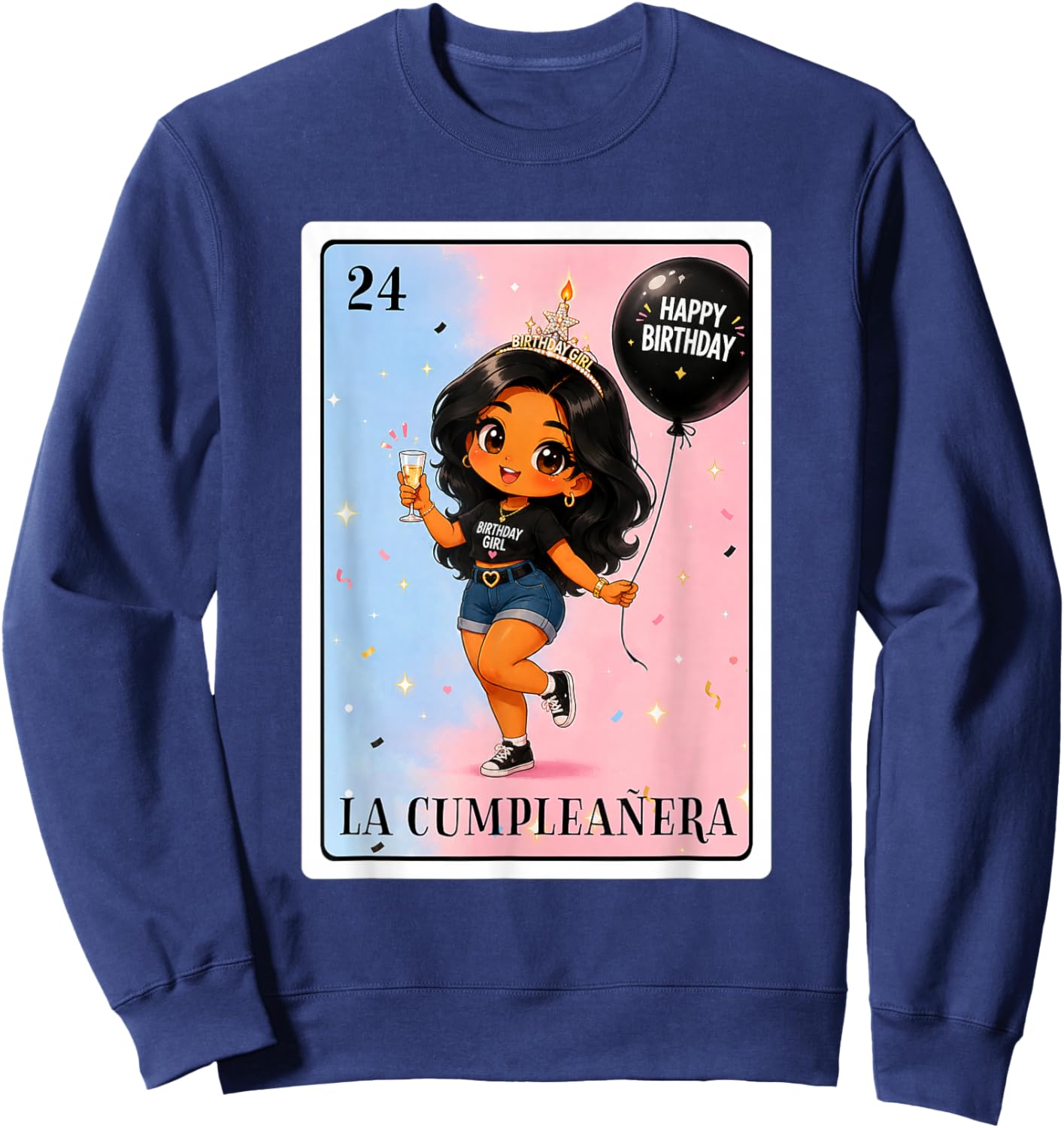 Latina La Cumpleanera Birthday Girl Mexican Bingo Card Sweatshirt - Sweatshirt | Navy