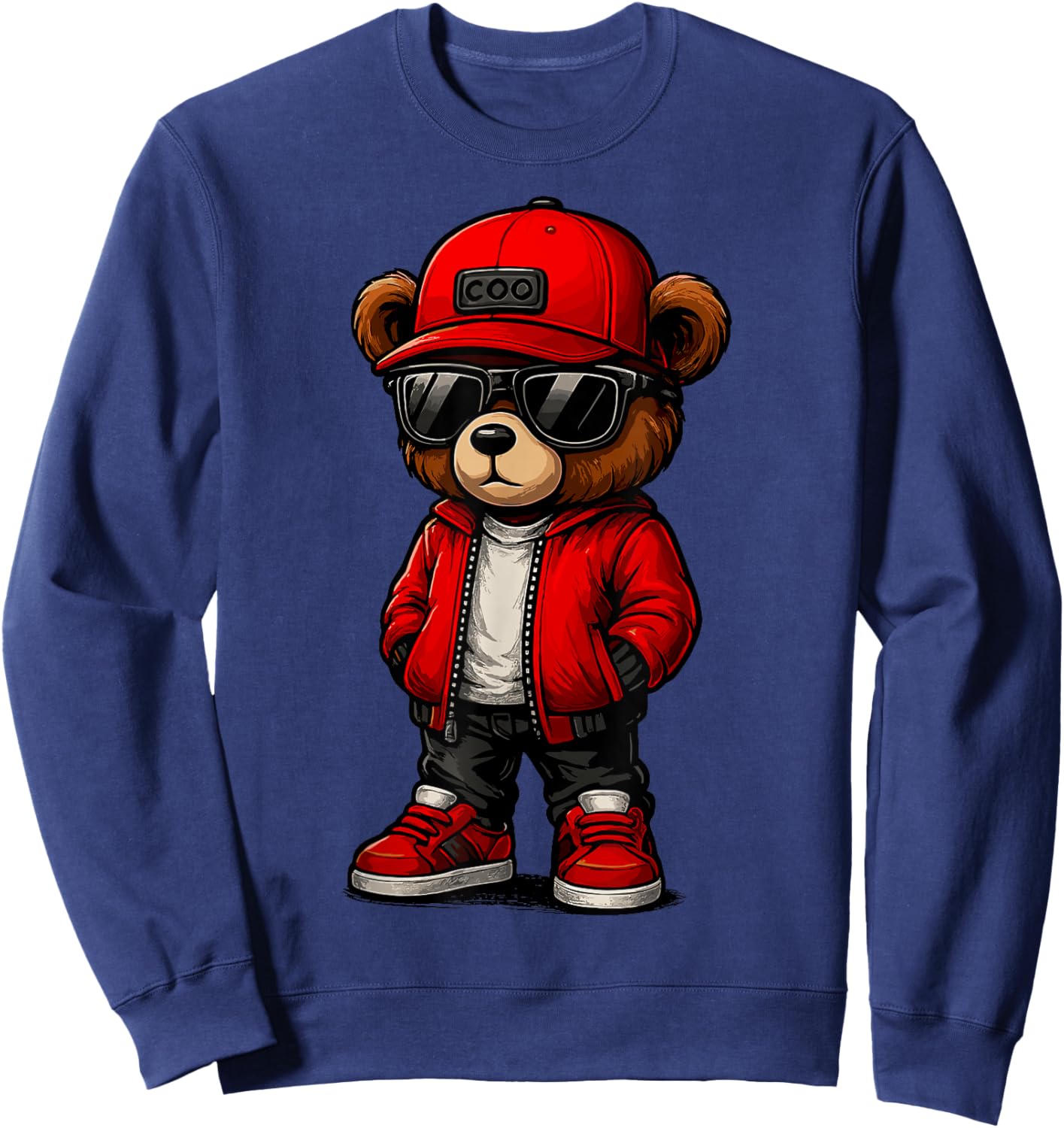 Hip Hop Teddy Bear with Sunglasses Sweatshirt - Sweatshirt | Navy