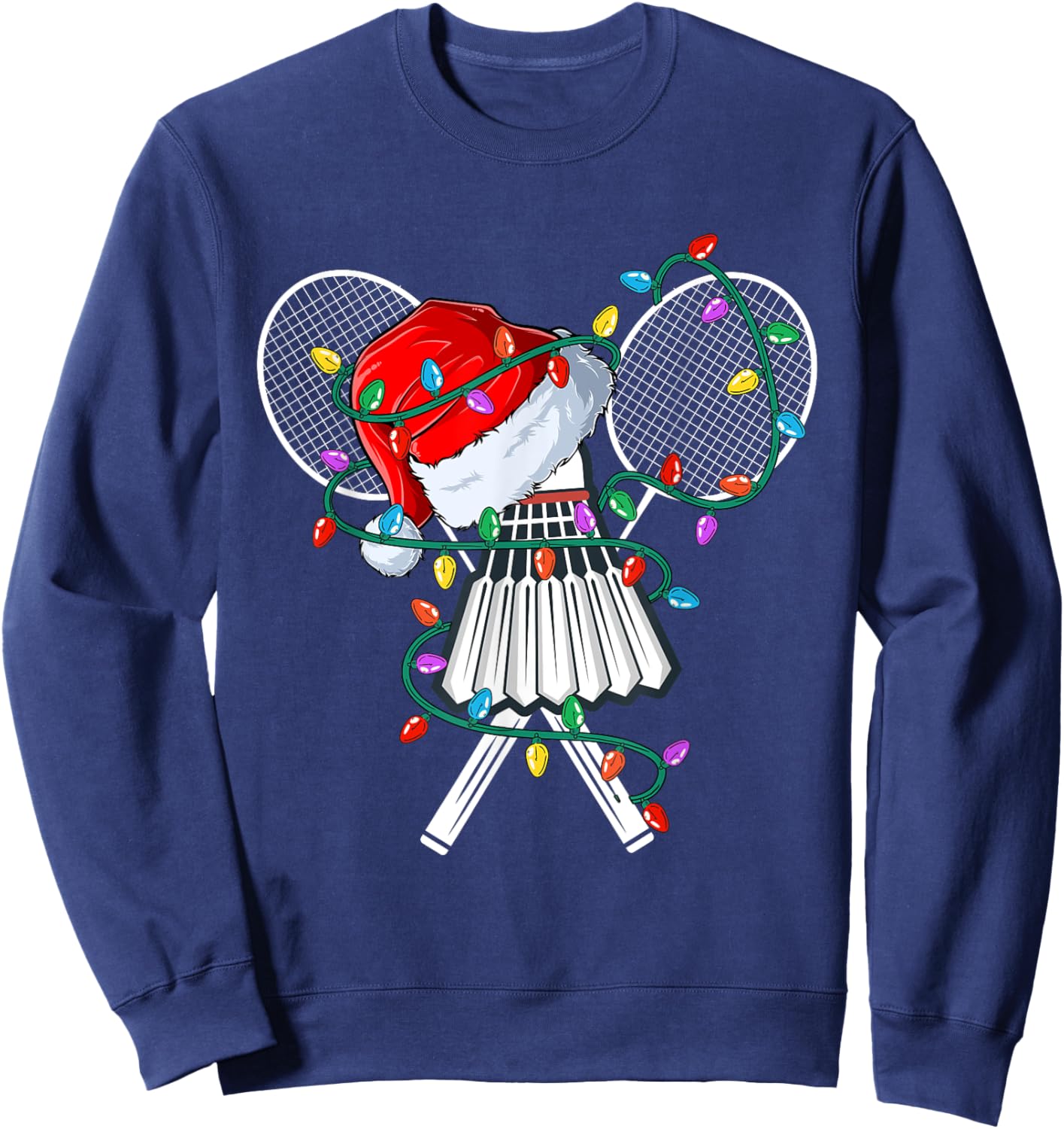 Christmas Badminton Xmas Santa Sports Hat Kids Sweatshirt - Sweatshirt | Navy