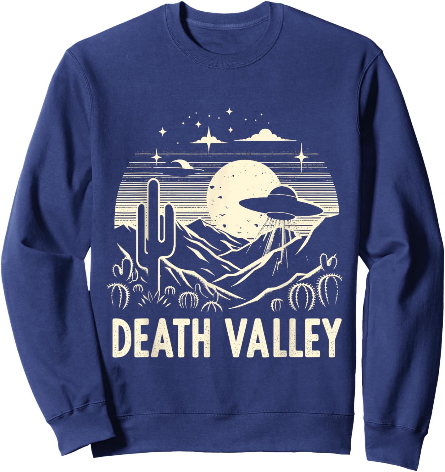 Death Valley National Park Souvenir Desert UFO Cactus Sweatshirt - Sweatshirt | Navy