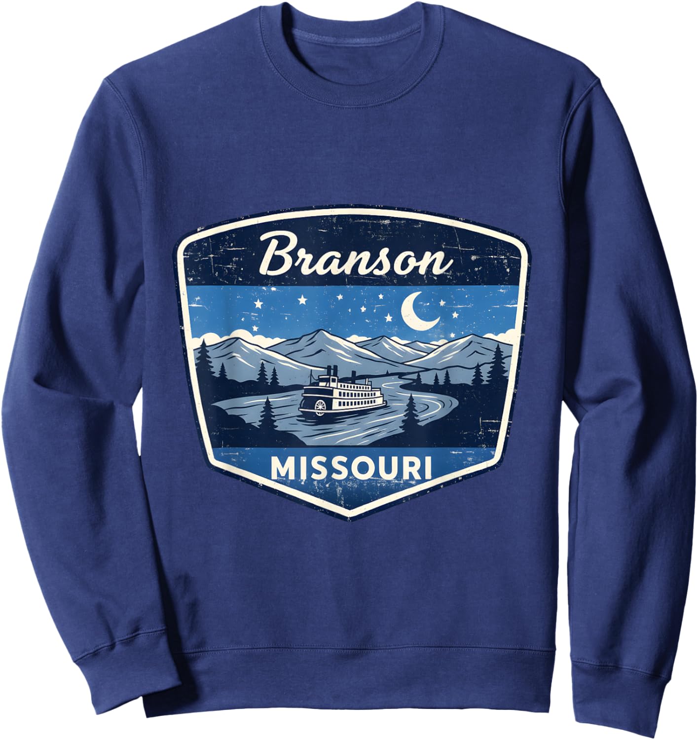 Branson Missouri Riverboat Mountain Night Travel Adventure Sweatshirt - Sweatshirt | Navy