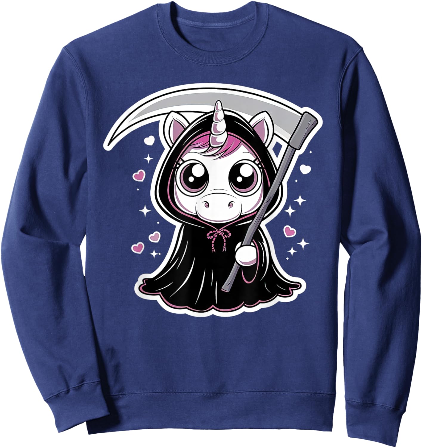 Kawaii Grim Reaper Unicorn Sweatshirt - Sweatshirt | Navy