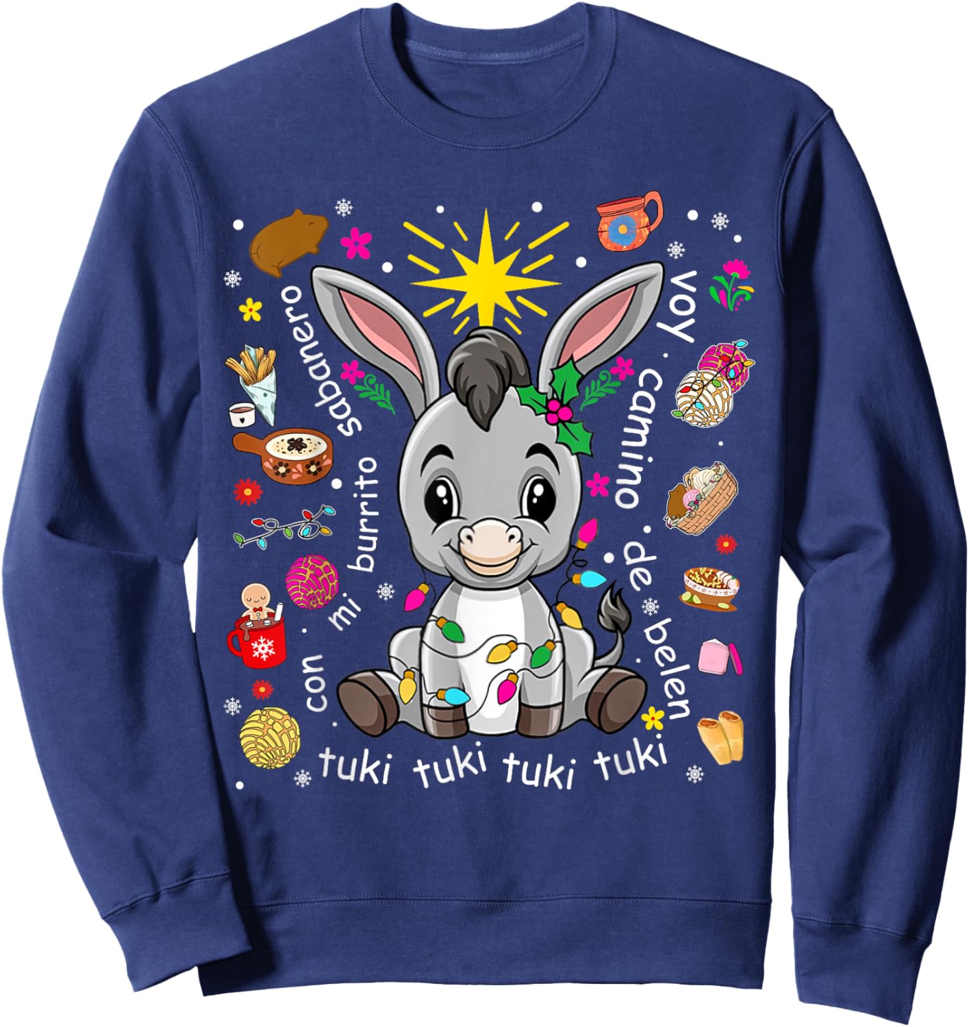 Mi Burrito Sabanero Mexican Christmas Donkey Spanish Xmas Sweatshirt - Sweatshirt | Navy