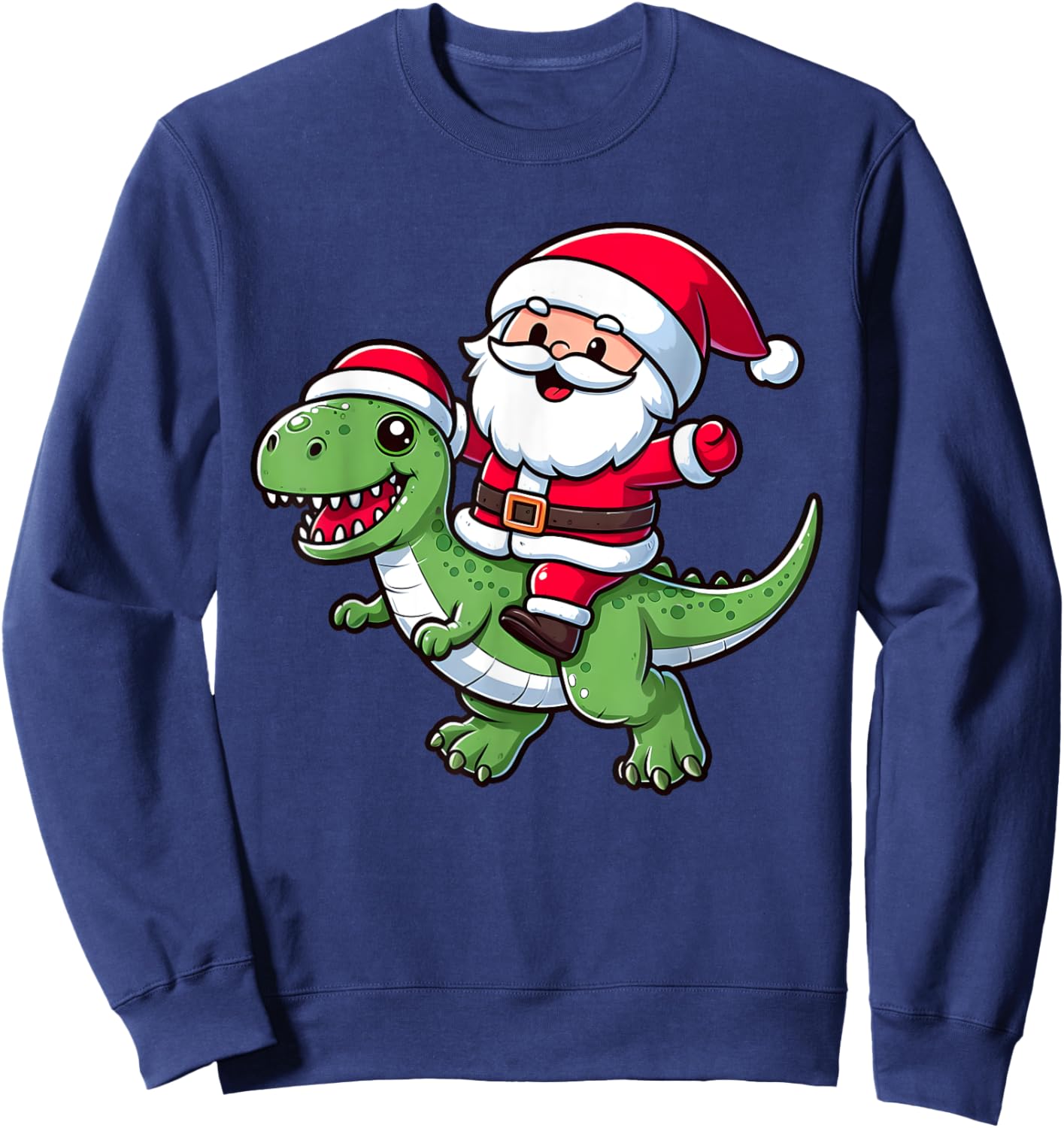 Christmas Pajama Santa Claus Ride T Rex Dinosaur for Toddler Sweatshirt - Sweatshirt | Navy