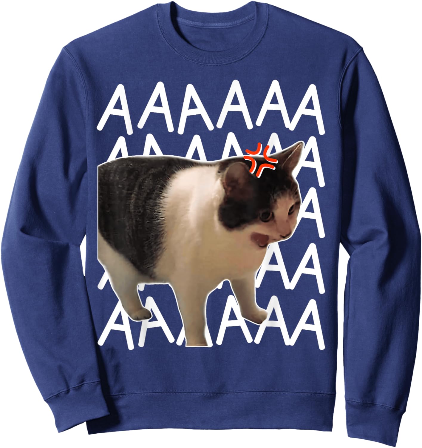 Screaming Cat Meme Funny Cat Sweatshirt - Sweatshirt | Navy