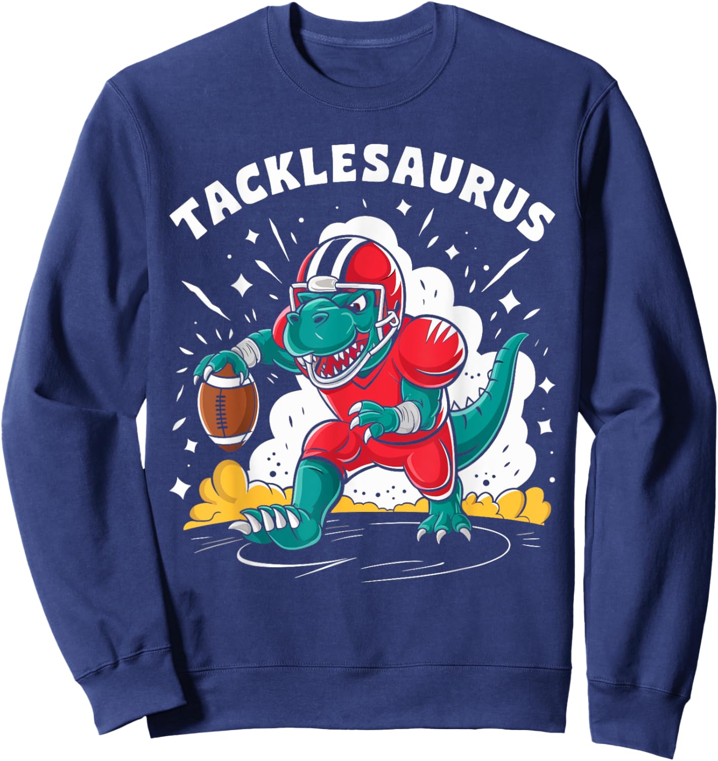 Tacklesaurus Dinosaur Playing Football Funny Football Kids Sweatshirt - Sweatshirt | Navy