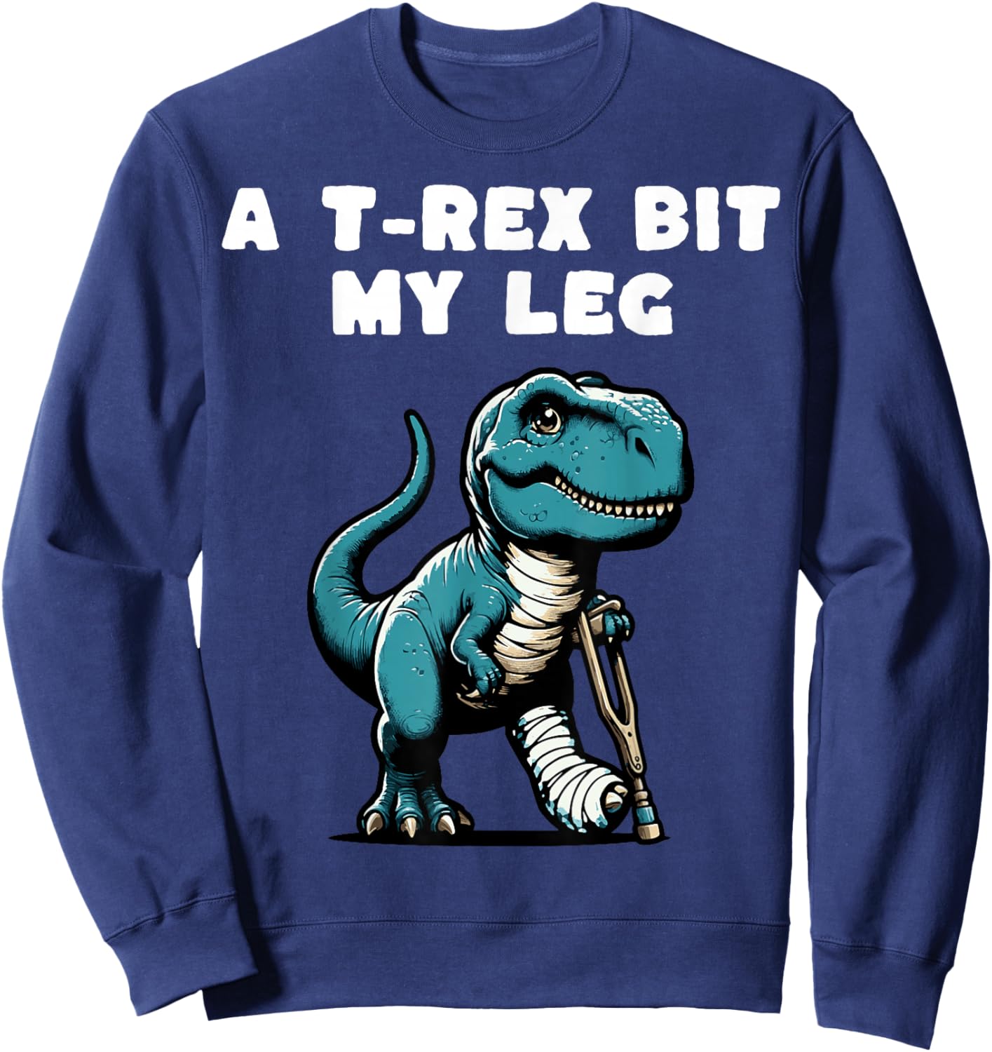 Broken Leg Recovery Kids Boys Dinosaur Sweatshirt - Sweatshirt | Navy