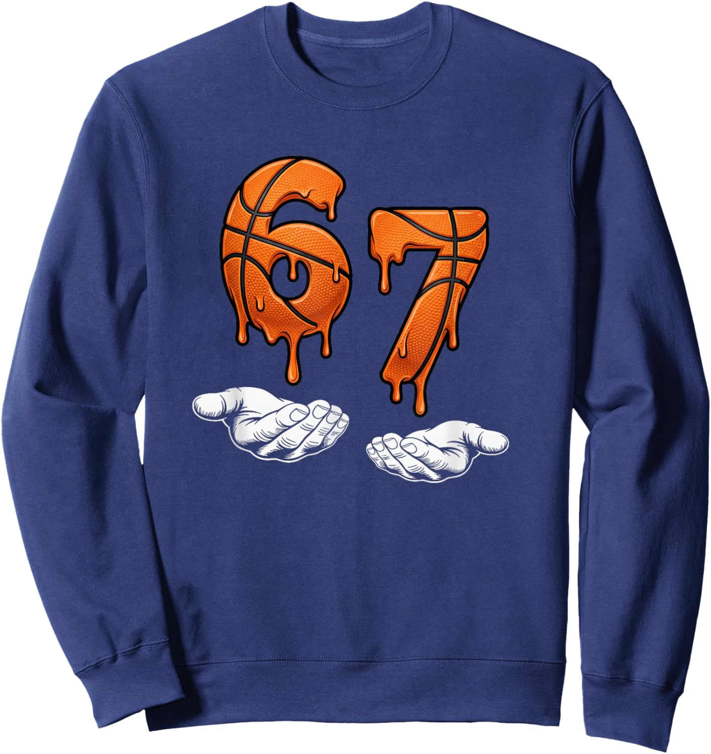 Six Seven 67 Meme — Funny Gen Alpha Brainrot Sweatshirt - Sweatshirt | Navy