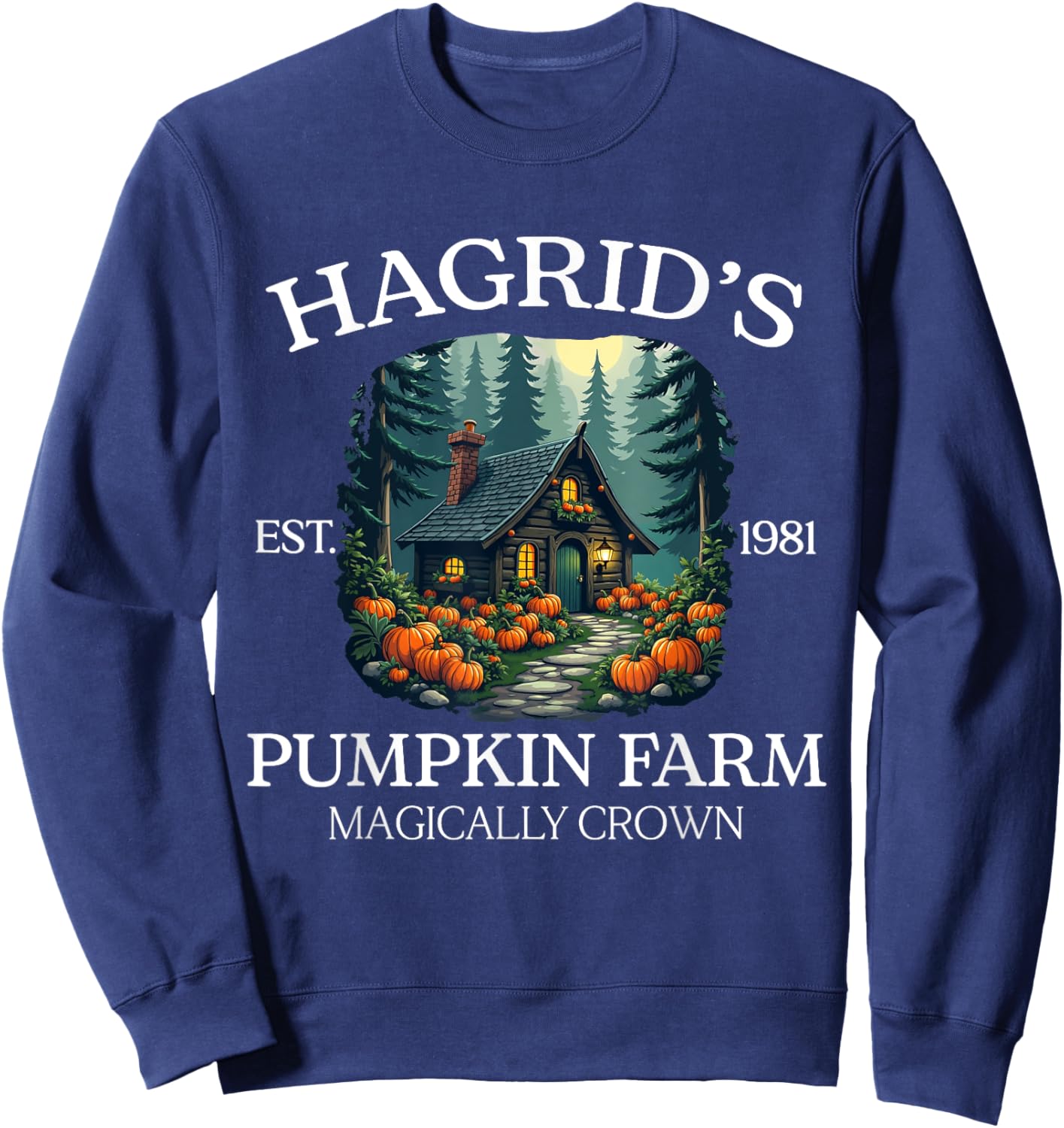 Hagrid's Pumpkin Farm - Magical Rustic Autumn Design Sweatshirt - Sweatshirt | Navy