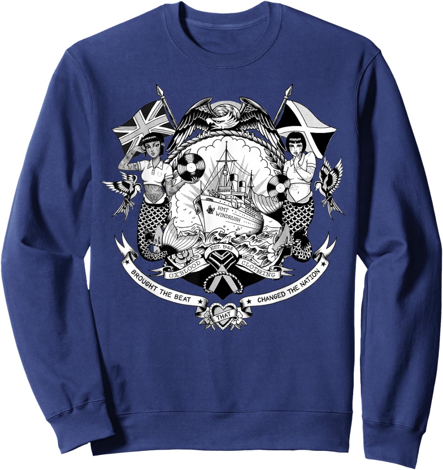 HMT Windrush Trojan Skinhead Reggae - British Jamaican Sweatshirt - Sweatshirt | Navy