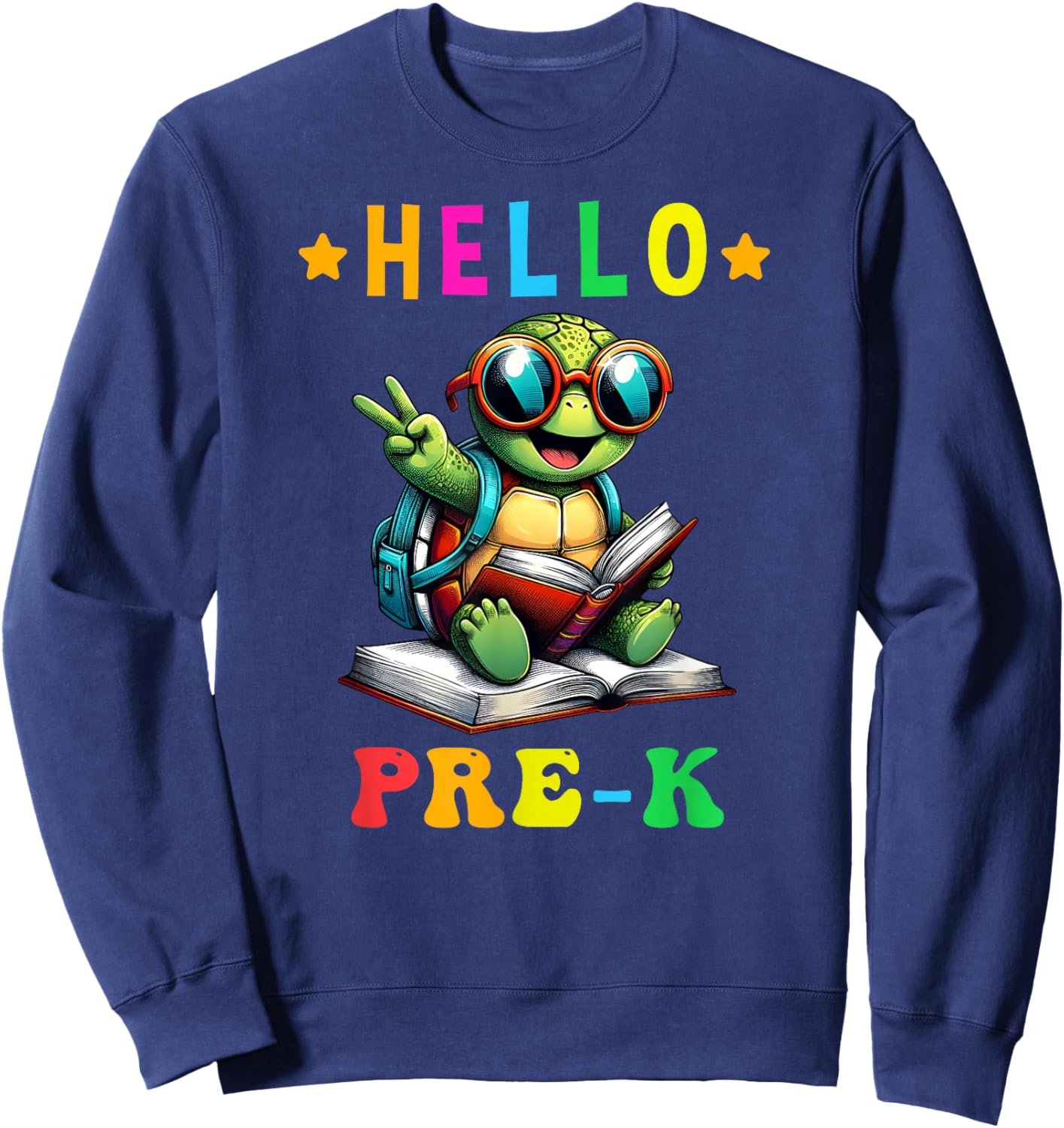 Hello Pre K Turtle Lovers Back to School Kids Boys Girls Sweatshirt - Sweatshirt | Navy