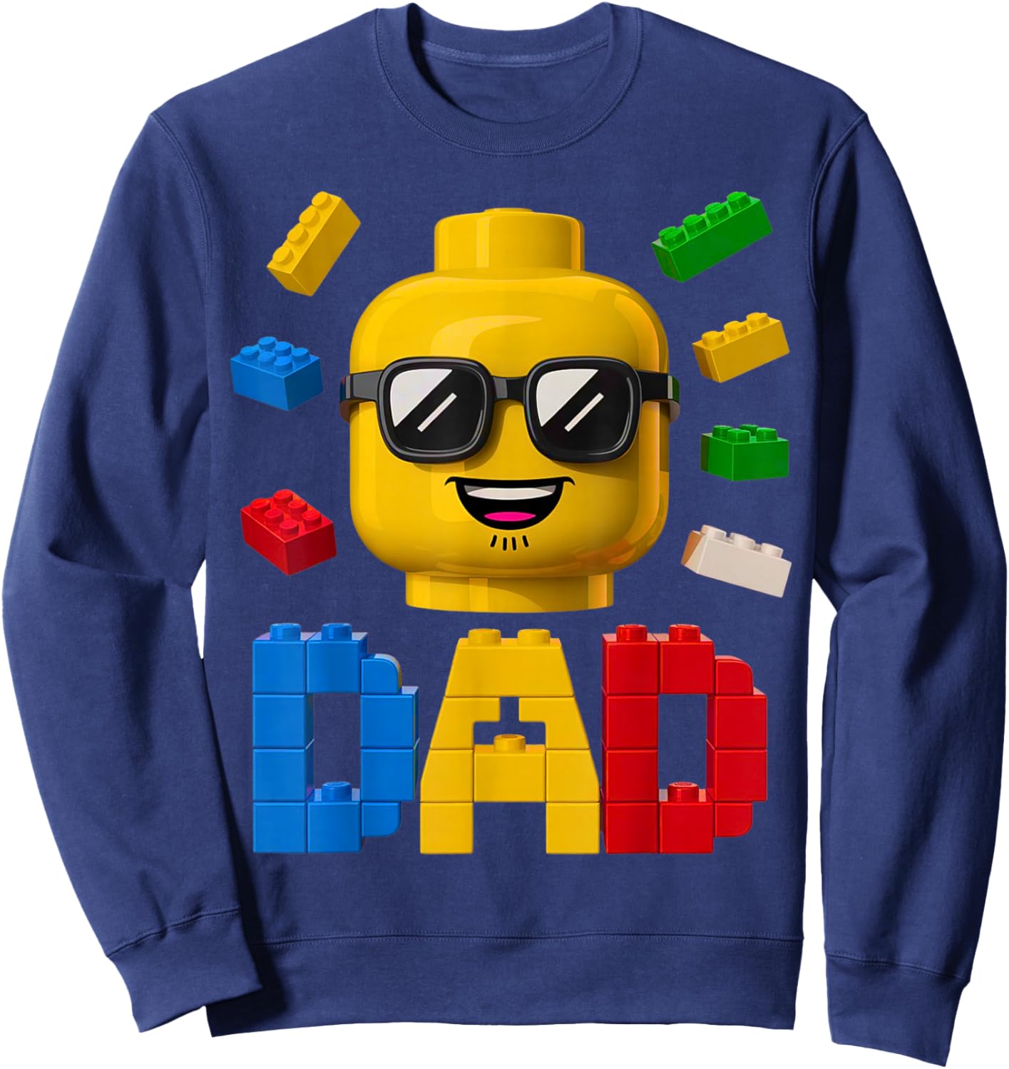 Family Dad Master Builder Building Bricks Blocks Fathers Day Sweatshirt - Sweatshirt | Navy
