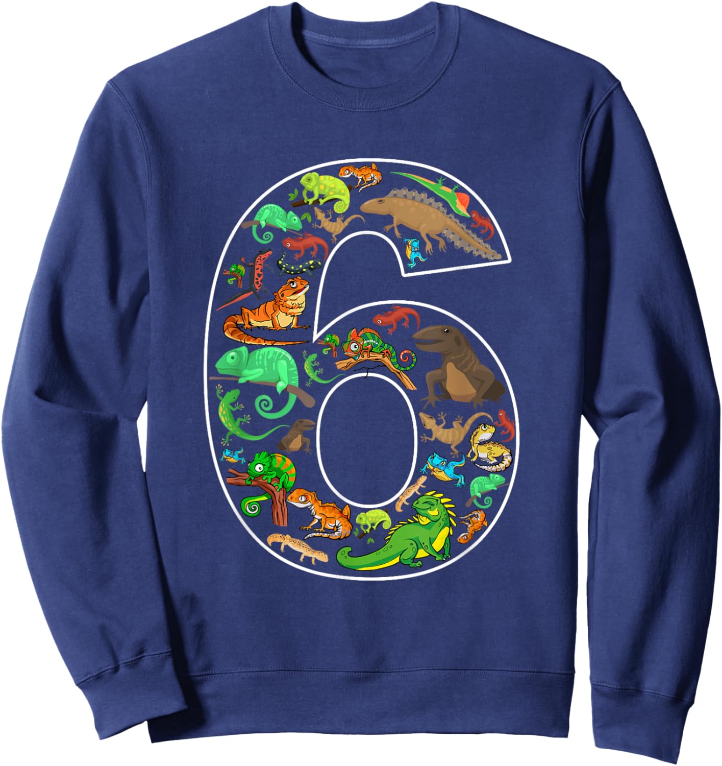 6th Birthday Reptile Theme 6 Year Old Birthday Boy Girl Sweatshirt - Sweatshirt | Navy