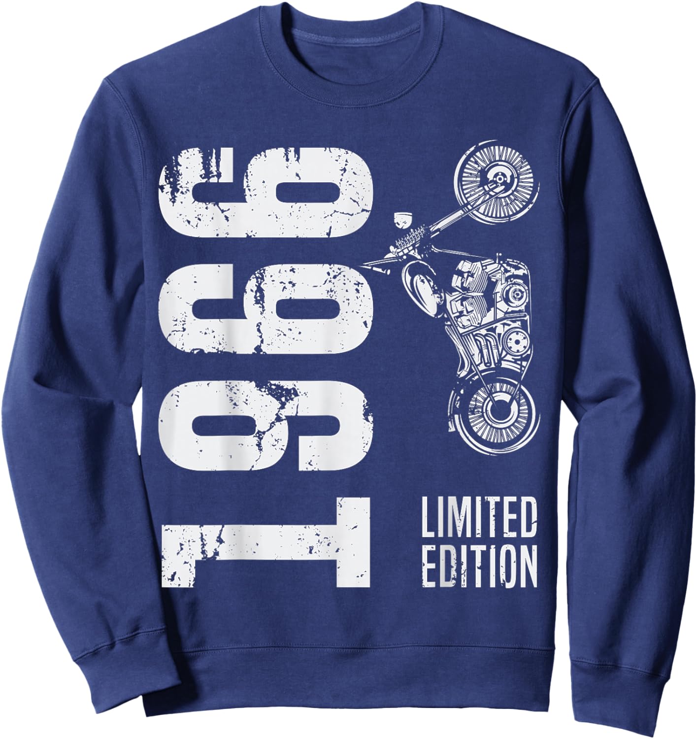 Birthday 60 Years Biker Born in 1966 Vintage Motorcycle Biker Sweatshirt - Sweatshirt | Navy