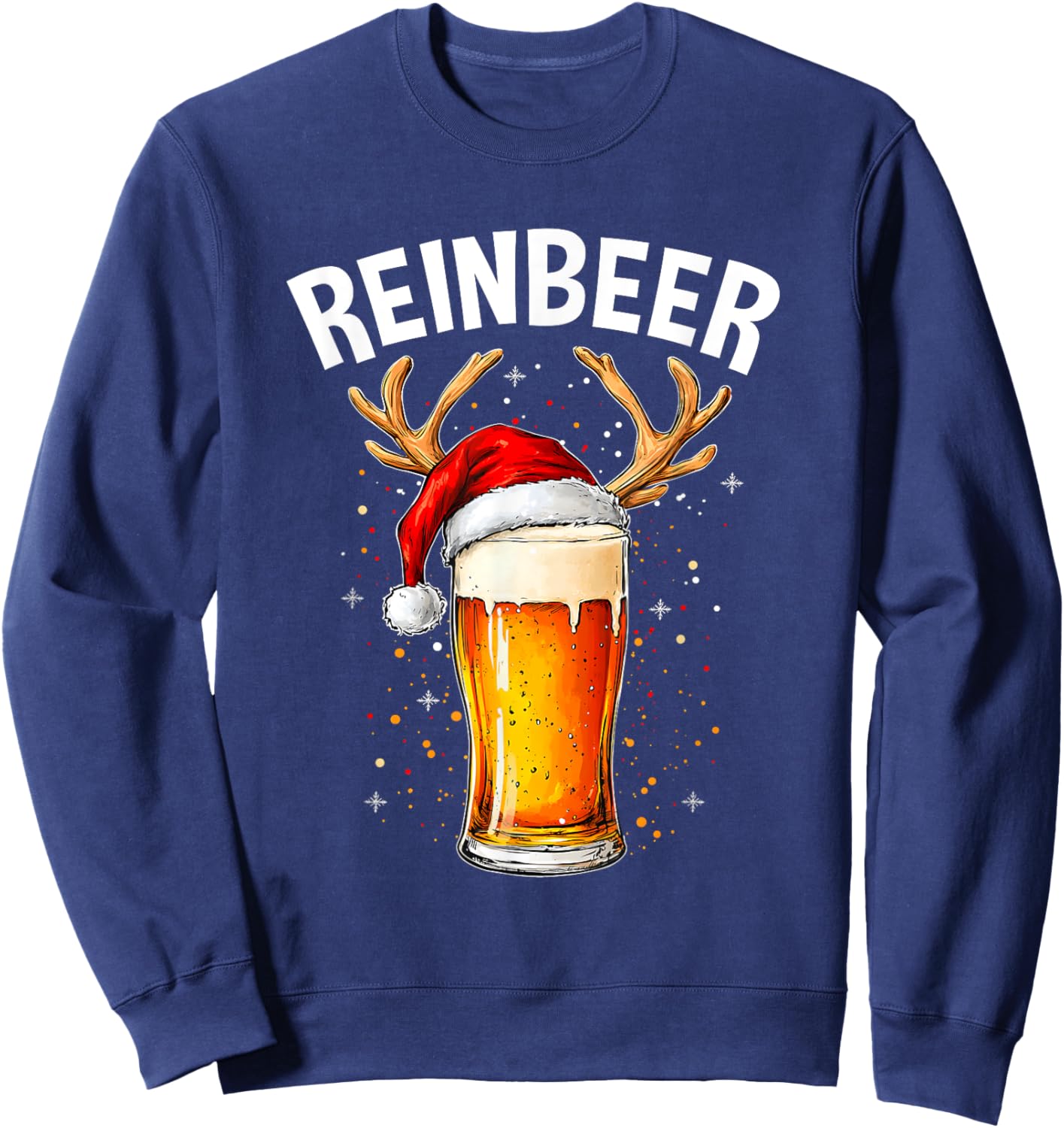 Reinbeer Winedeer Santa Hat Reindeer Couple Xmas Matching Sweatshirt - Sweatshirt | Navy