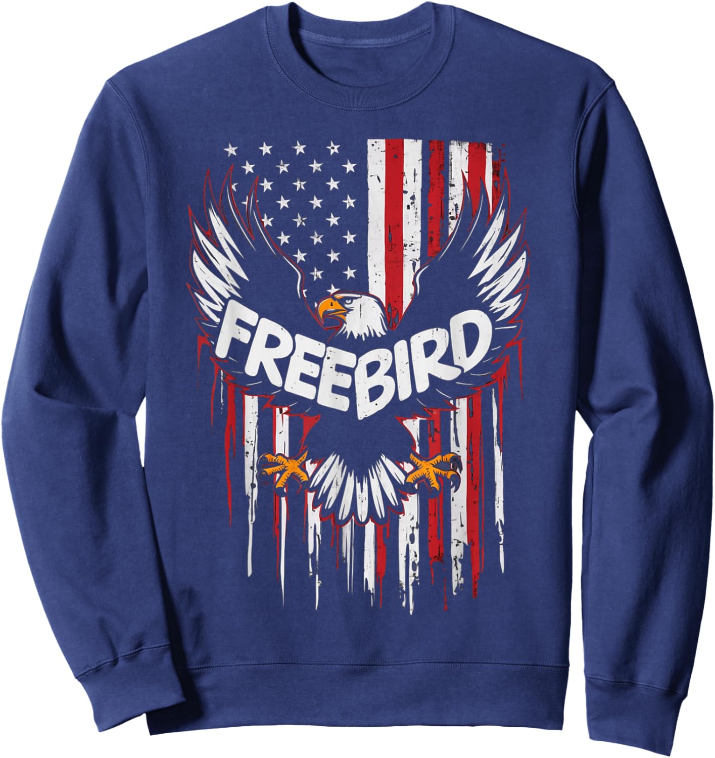 Patriotic Eagle Freebird USA American Flag 4th of July Sweatshirt - Sweatshirt | Navy